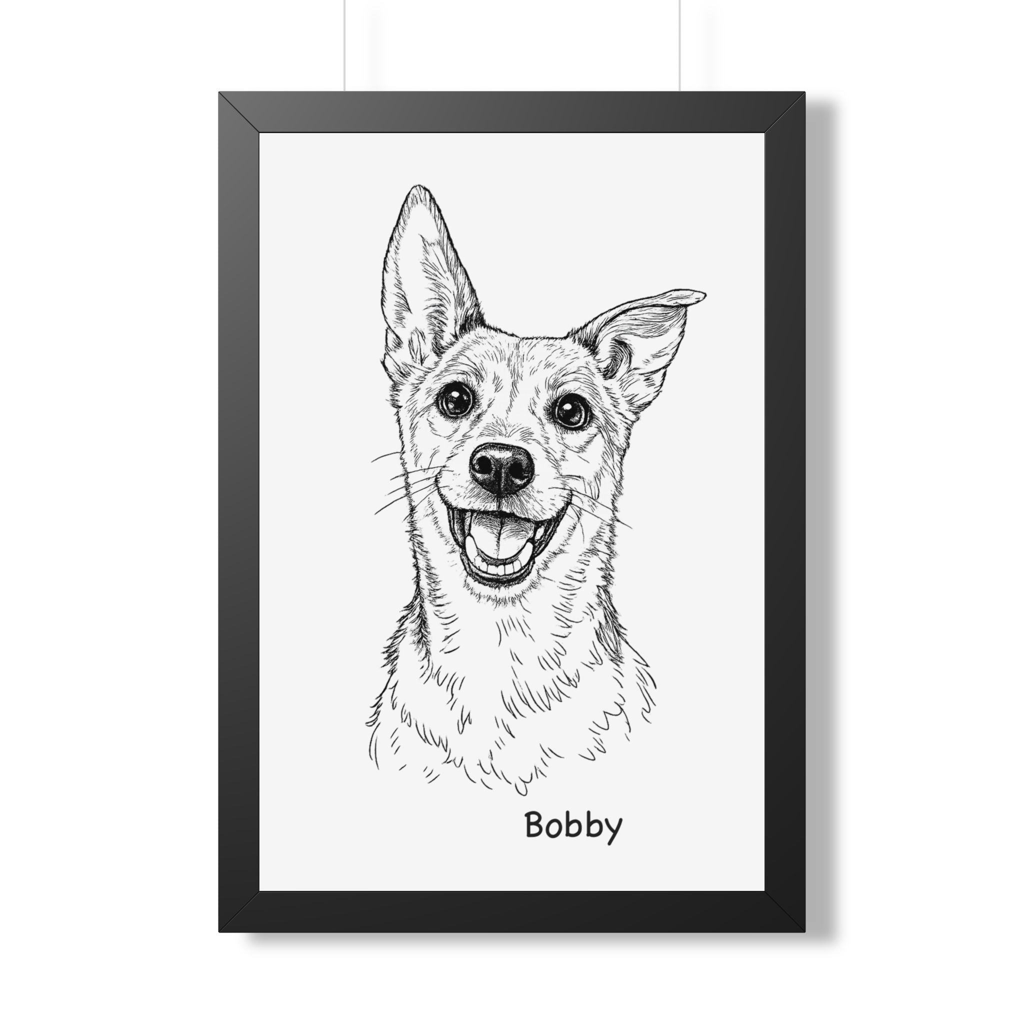 Bespoke Dog Portrait from Photo – Minimalist Line Art, Professionally Framed and delivered to your doorstep