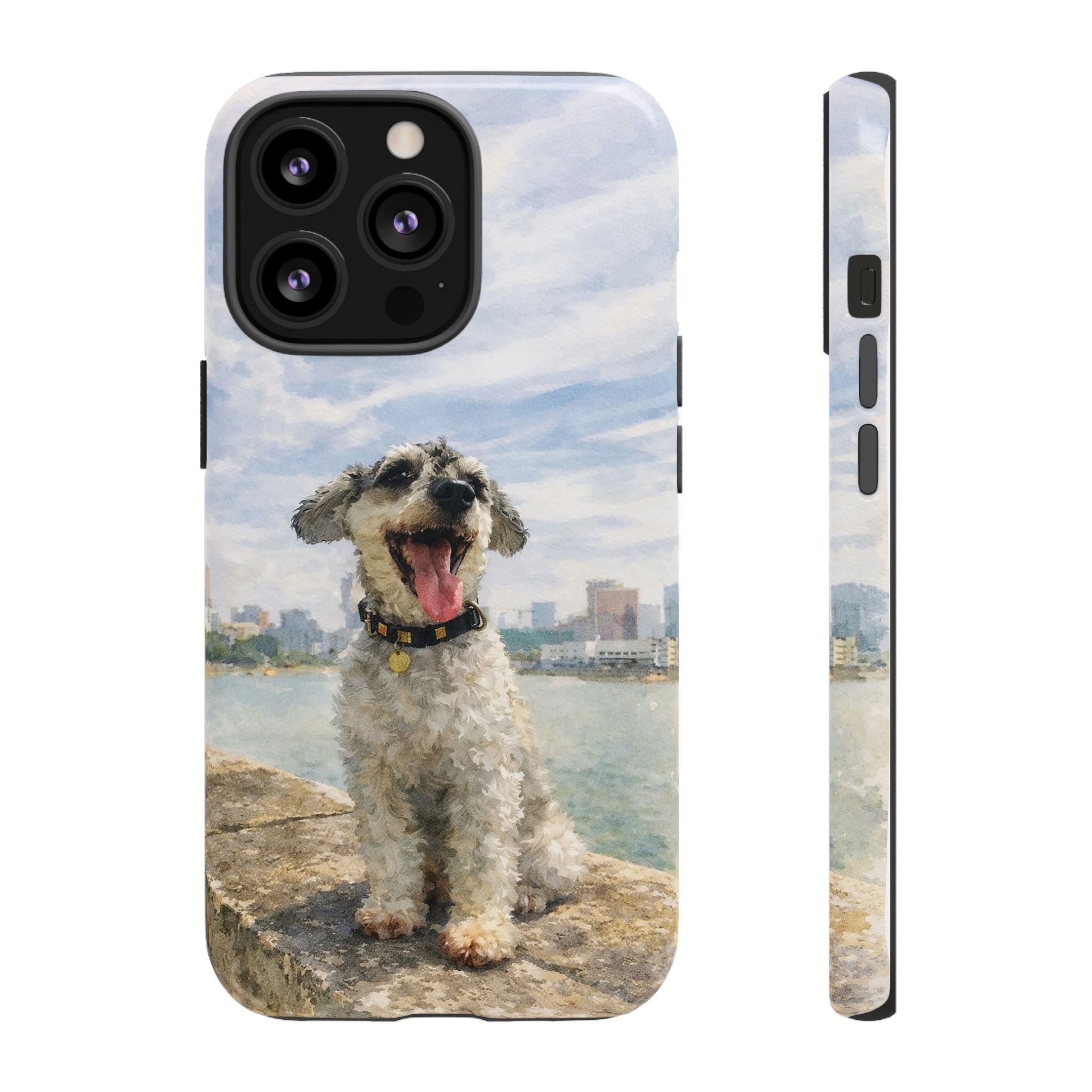 Personalised Artified Dog iPhone Case – Custom full body Dog Portrait (iPhone 8–13)
