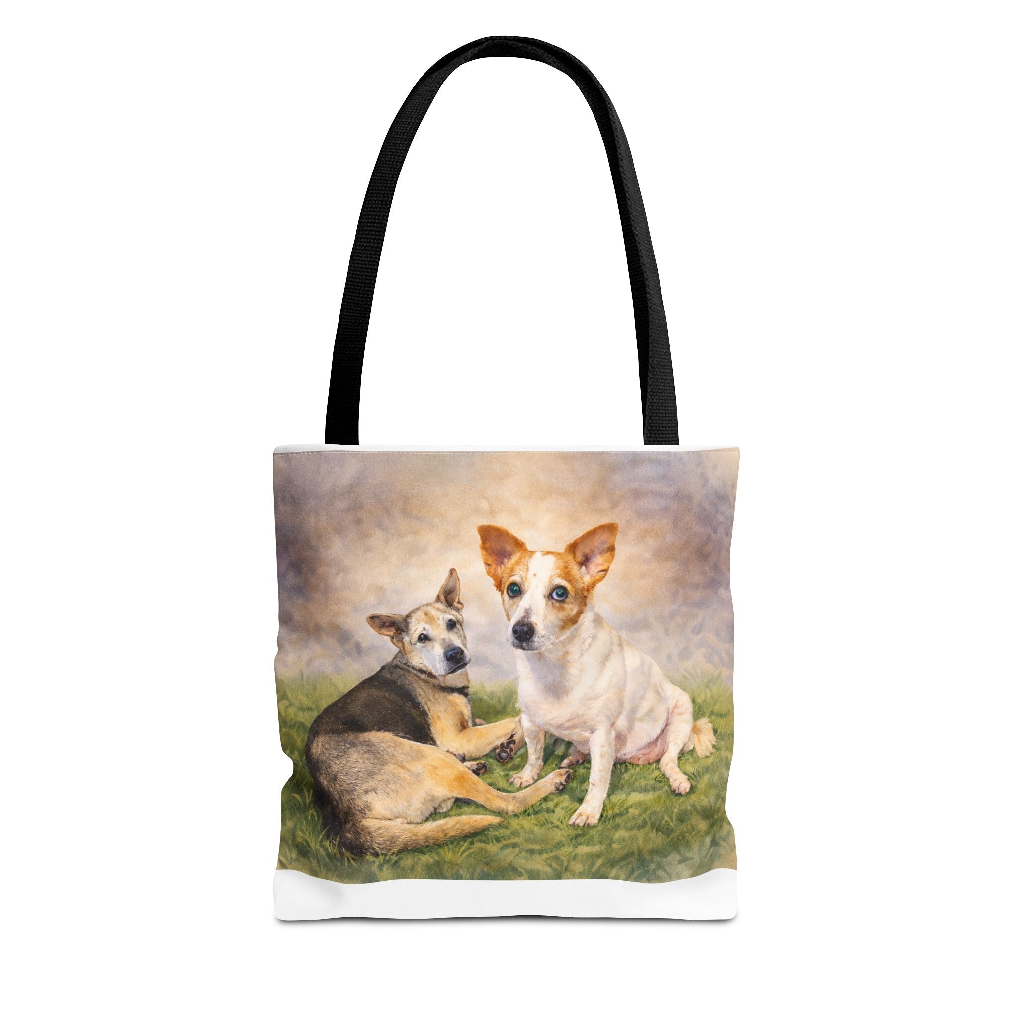 Personalized Two Dog Tote Bag – Custom Watercolor Style Portrait from your Photo, Dog Lover Gift, Memorial Keepsake Bag