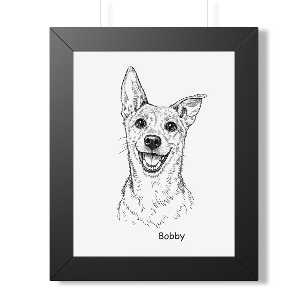 Bespoke Dog Portrait from Photo – Minimalist Line Art, Professionally Framed and delivered to your doorstep