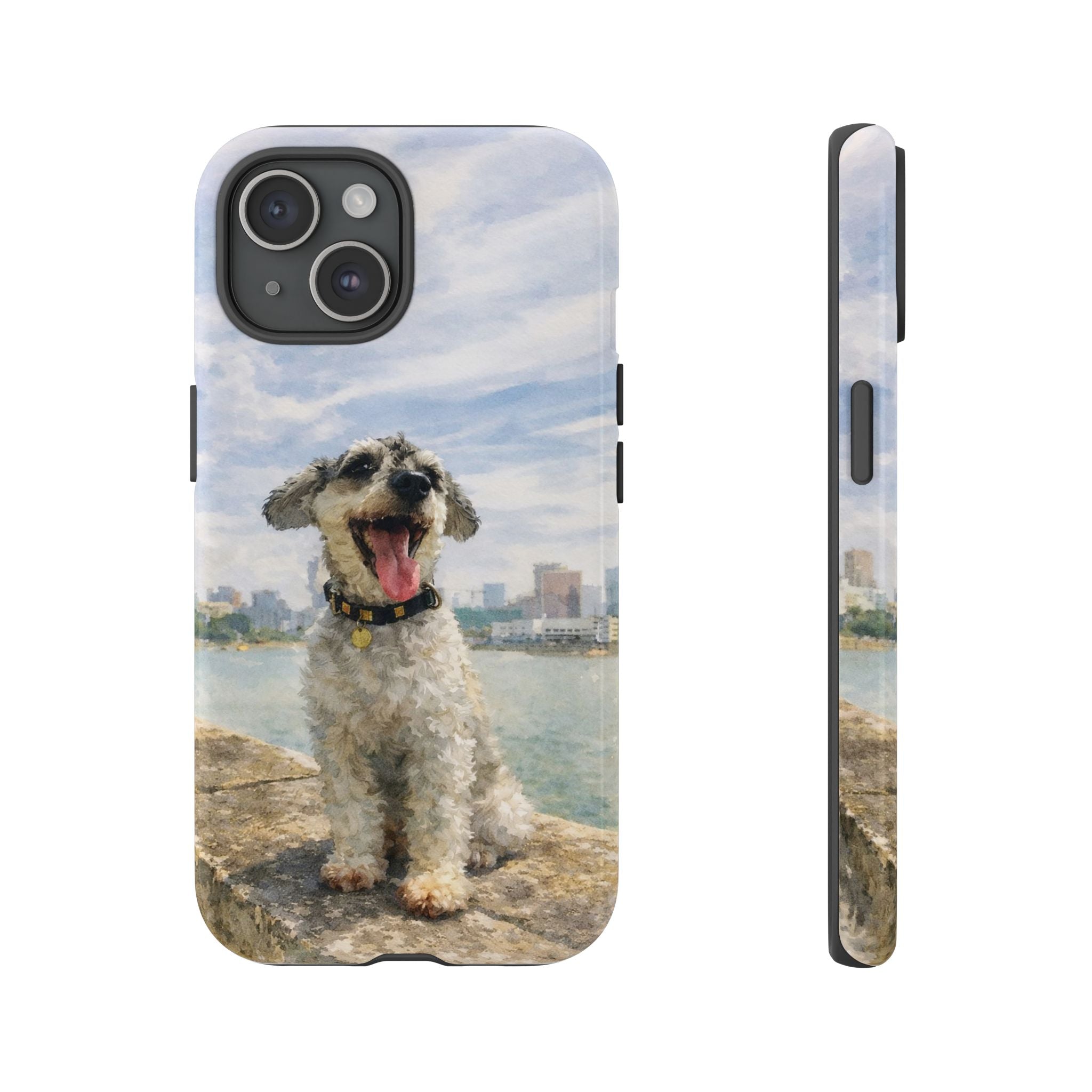 Personalised Artified Dog iPhone Case – Custom full body Dog Portrait (iPhone 8–13)