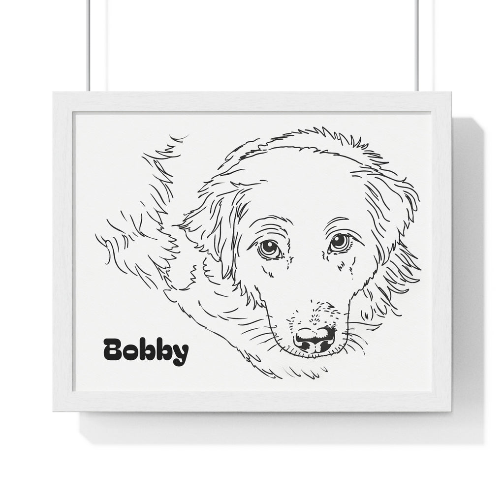 Custom Dog Line Art Framed Print – Minimalist Pet Portrait from Your Photo