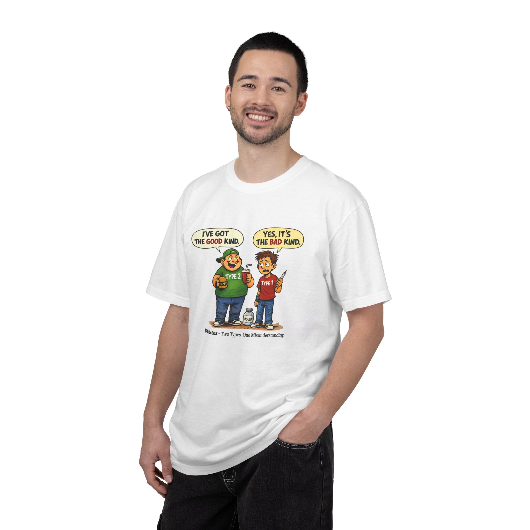 Funny Diabetes Awareness T-Shirt – Type 1 vs Type 2 Humor Tee | Unisex Graphic Shirt - Wear it proudly. Start conversations. Spread awareness.