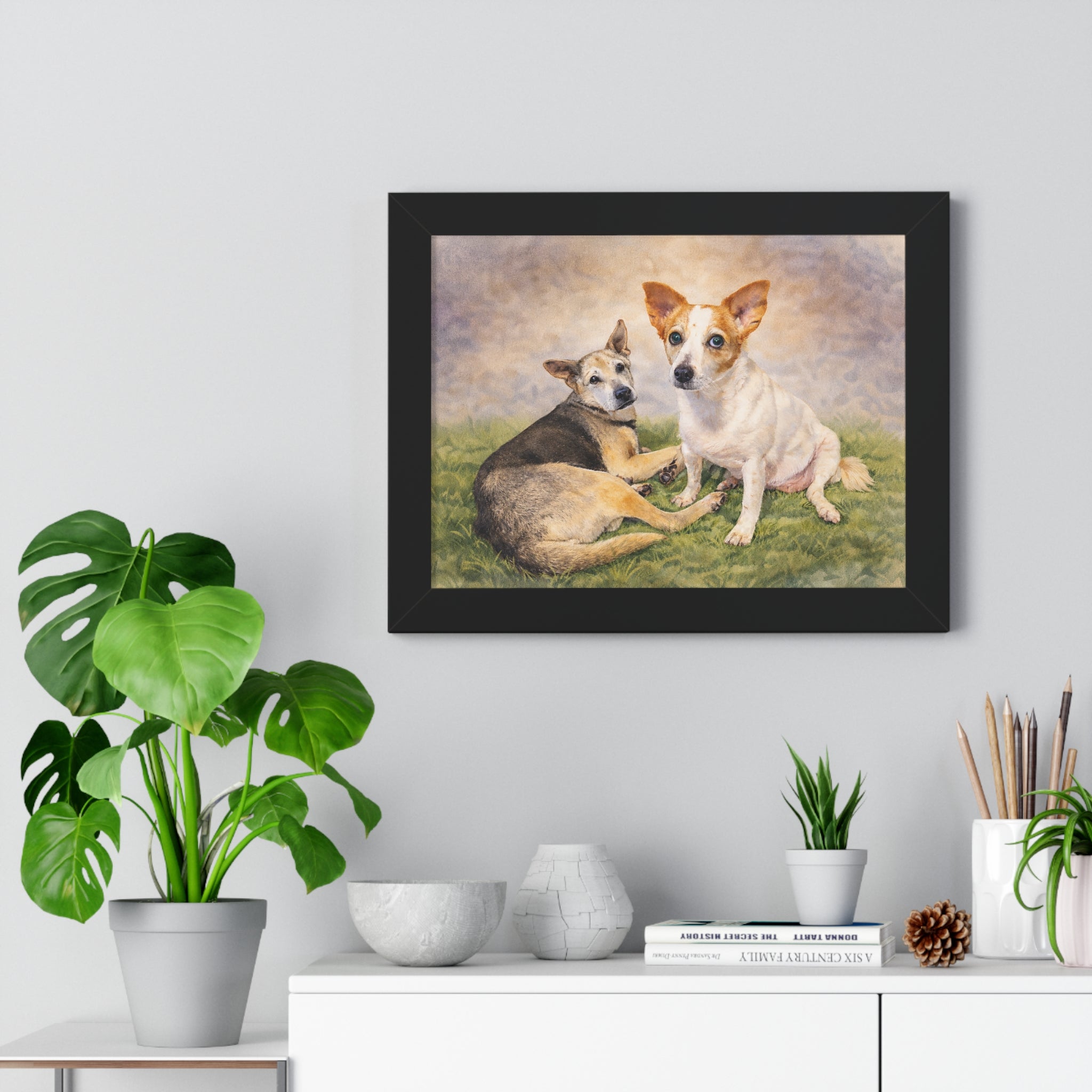 Turn Your Two Dogs Into a Stunning Framed Watercolour Portrait 🐾🐾 | Custom Pet Art from Your Photo
