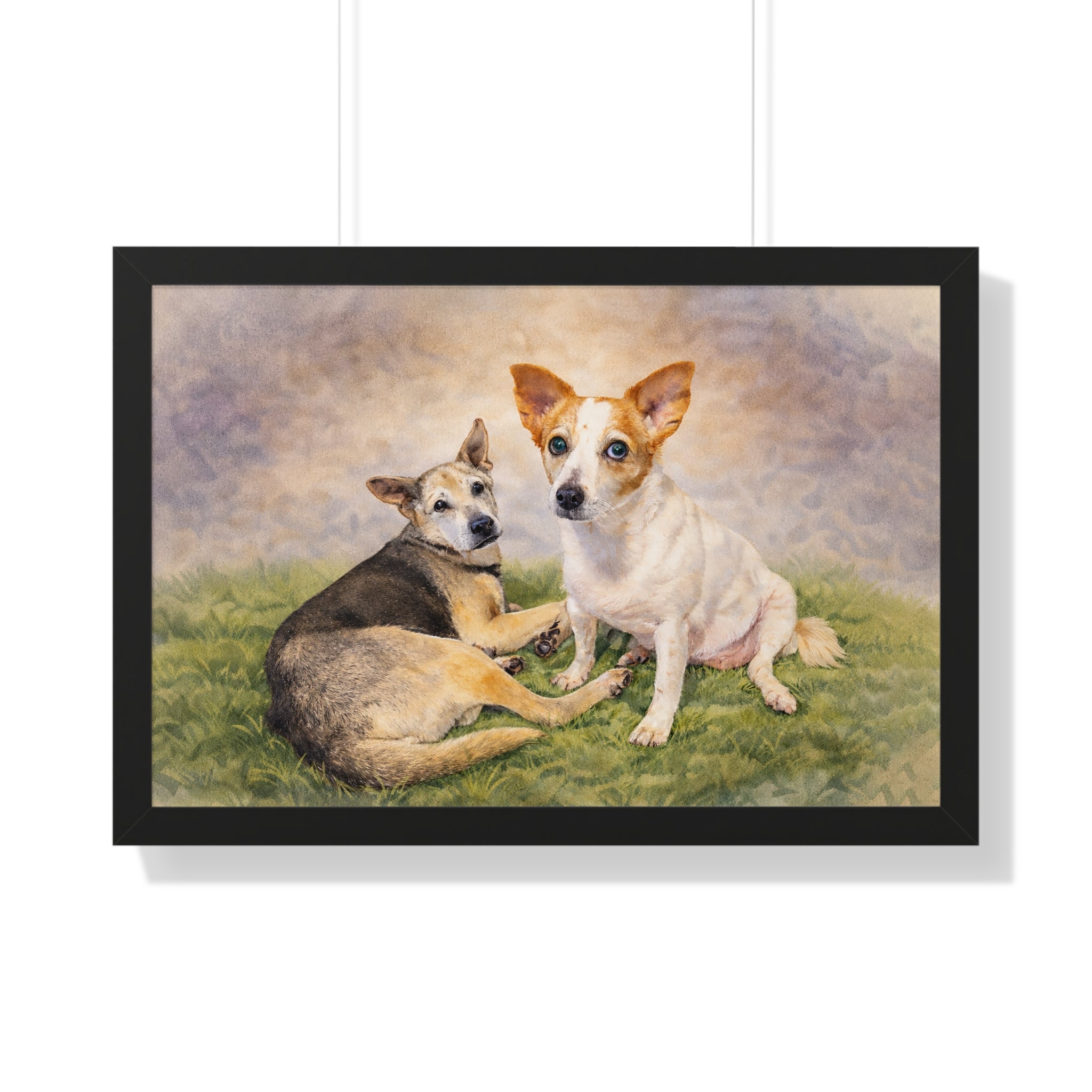 Turn Your Two Dogs Into a Stunning Framed Watercolour Portrait 🐾🐾 | Custom Pet Art from Your Photo