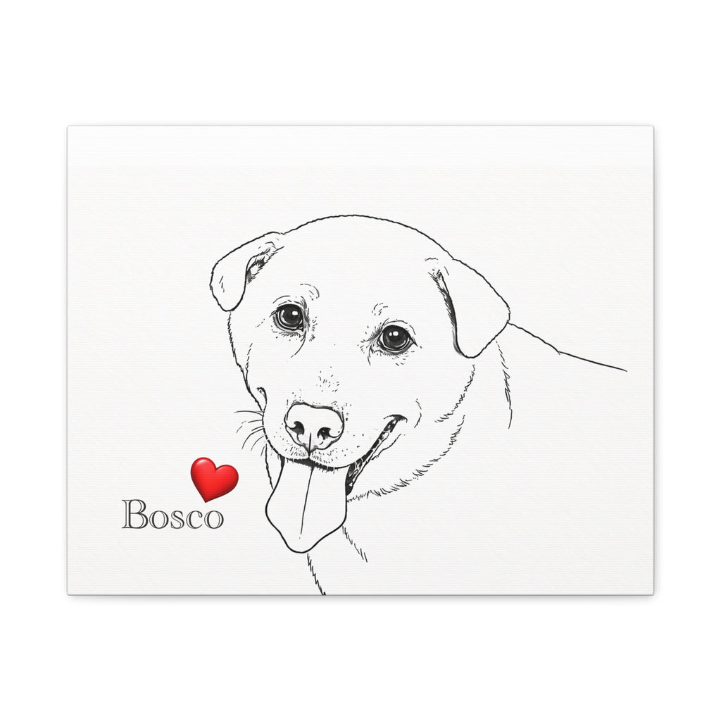 Custom Dog 'Facial Expression' Line Art Canvas Print | Matte Stretched Wall Art