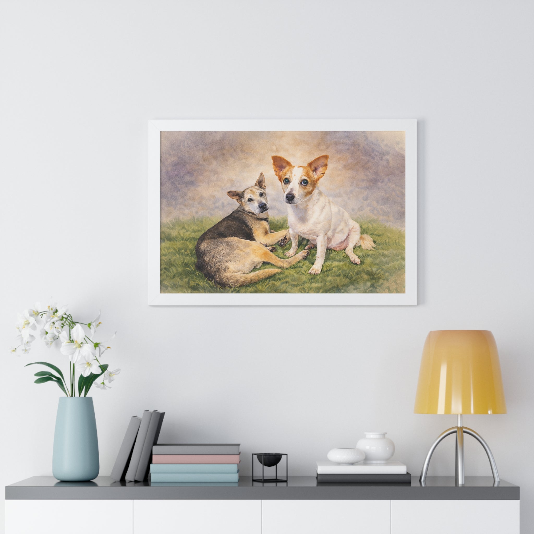 Turn Your Two Dogs Into a Stunning Framed Watercolour Portrait 🐾🐾 | Custom Pet Art from Your Photo