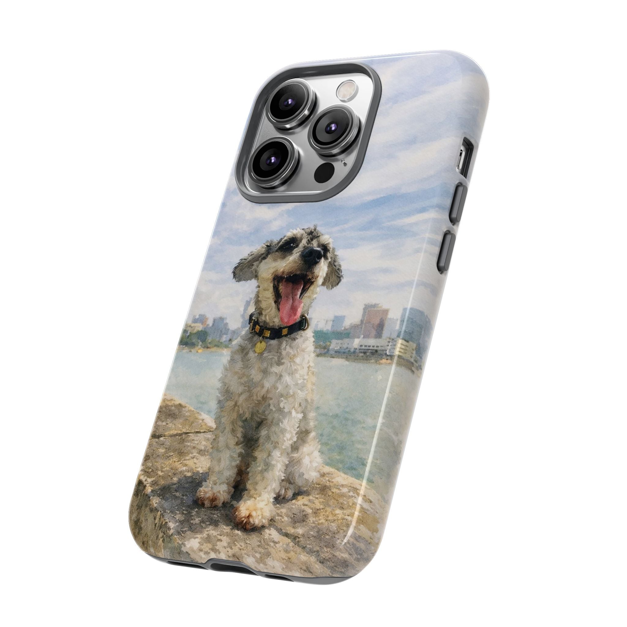 Personalised Artified Dog iPhone Case – Custom full body Dog Portrait (iPhone 8–13)