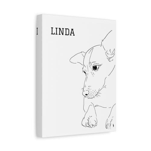Custom Dog Line Art Canvas – Personalized Minimal Pet Portrait from Photo | Matte Stretched Wall Art
