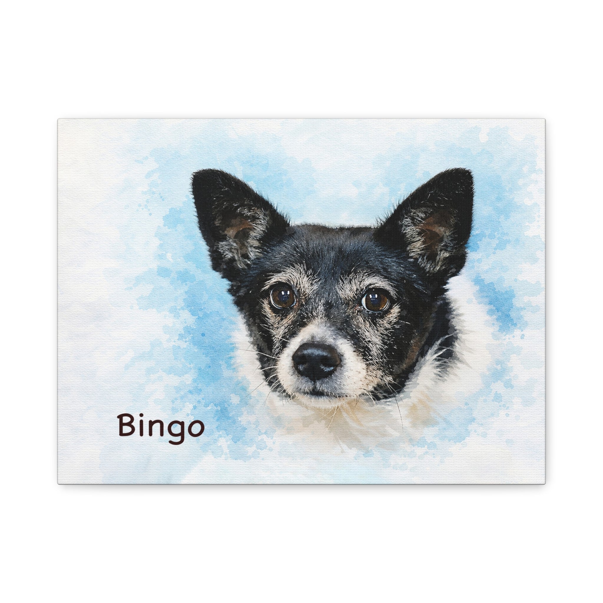 Custom Pet Portrait Canvas – Watercolor Style portrait of your dog (facial expression focus)