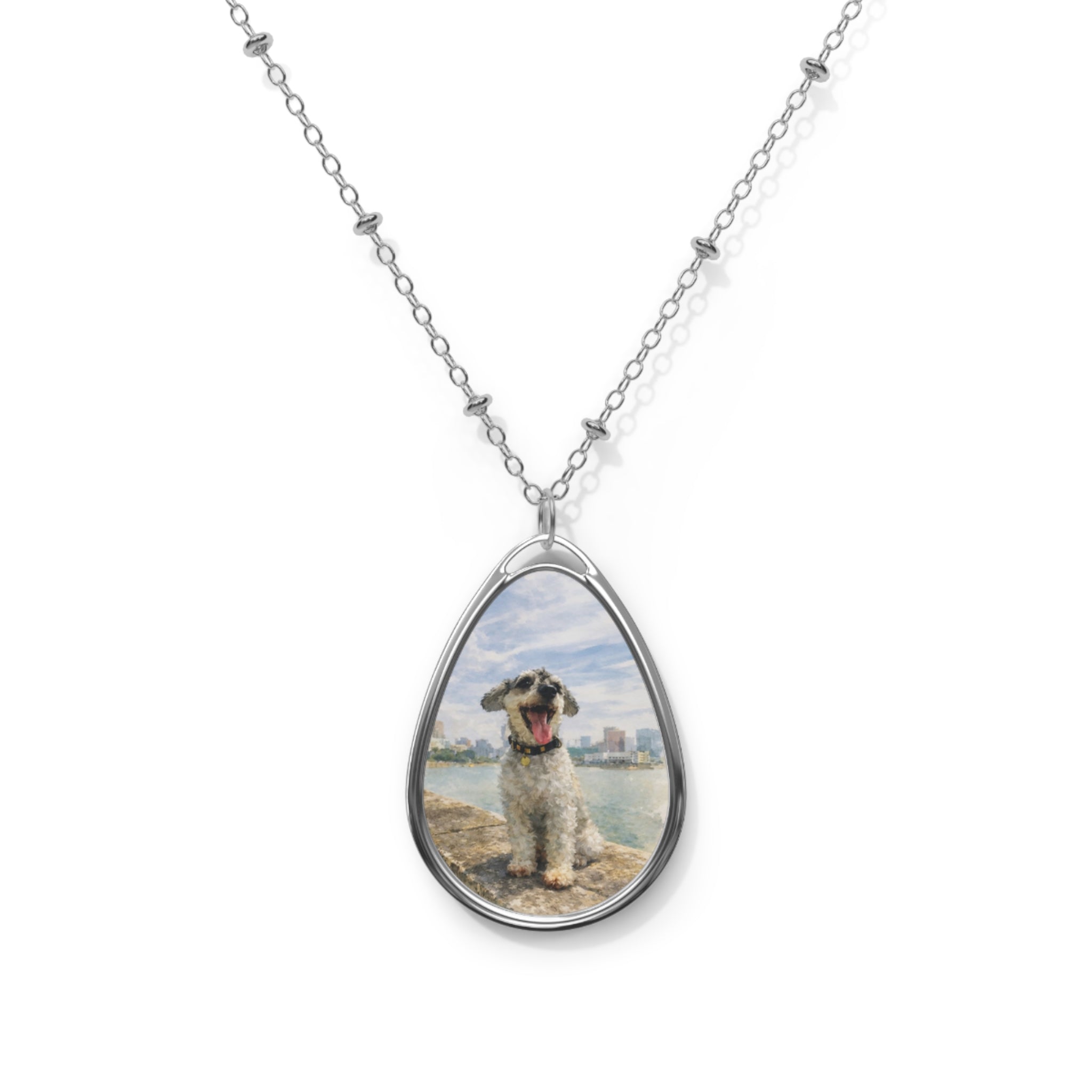 Custom Dog Photo Necklace – Watercolor Pet Pendant, Personalized Gift for Dog Lovers