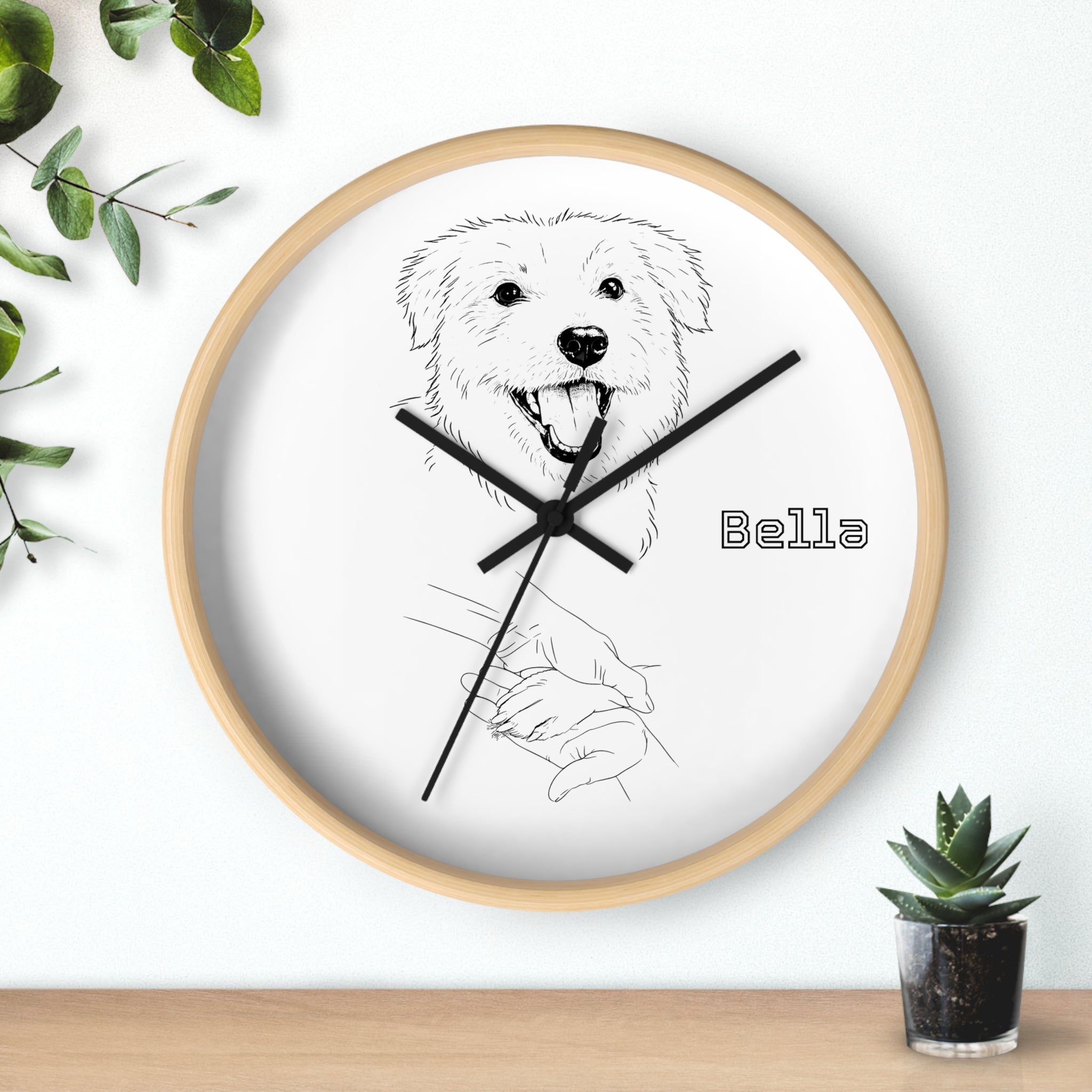 Custom Dog Photo Clock | Personalized Minimalist Line-Art Dog Wall Clock