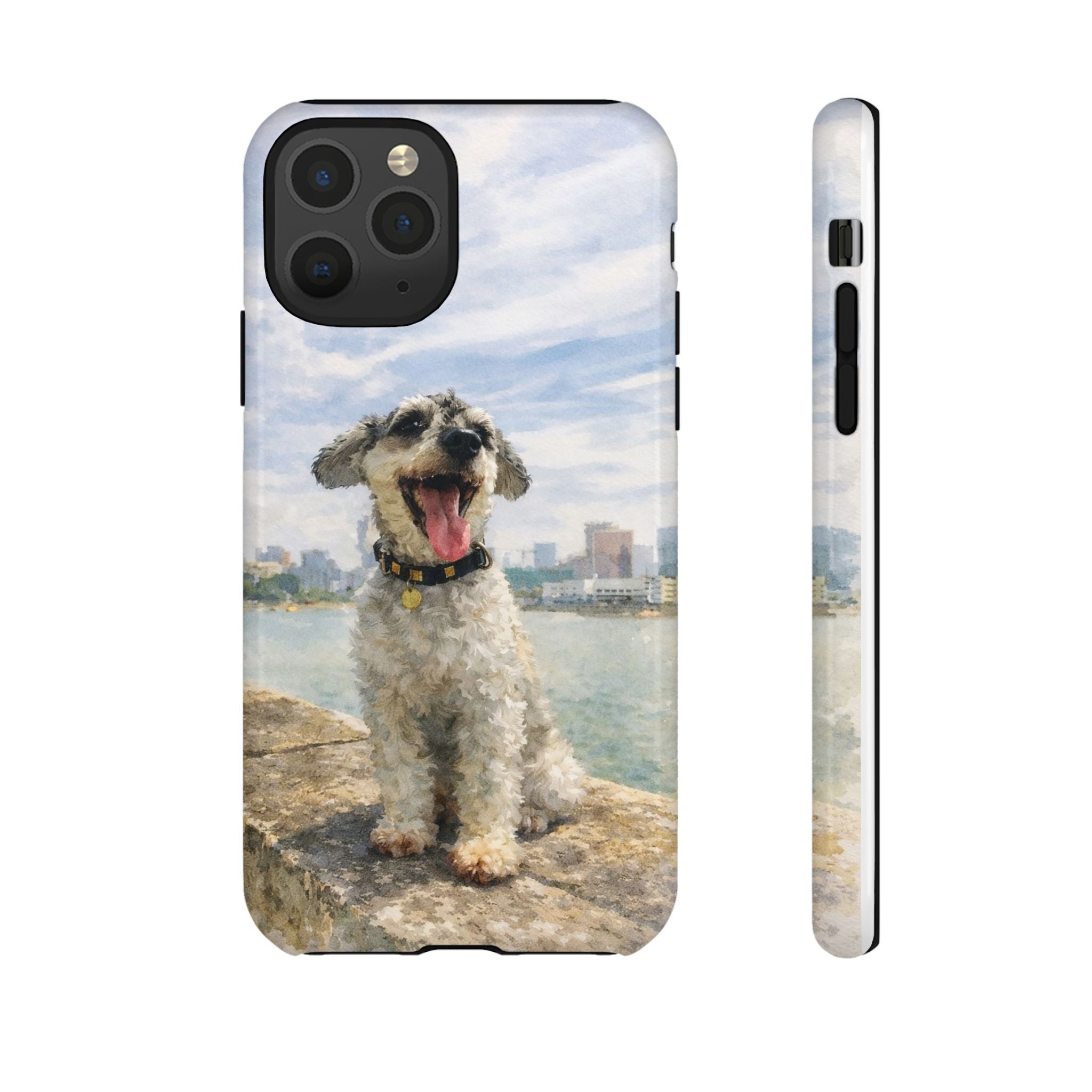 Personalised Artified Dog iPhone Case – Custom full body Dog Portrait (iPhone 8–13)