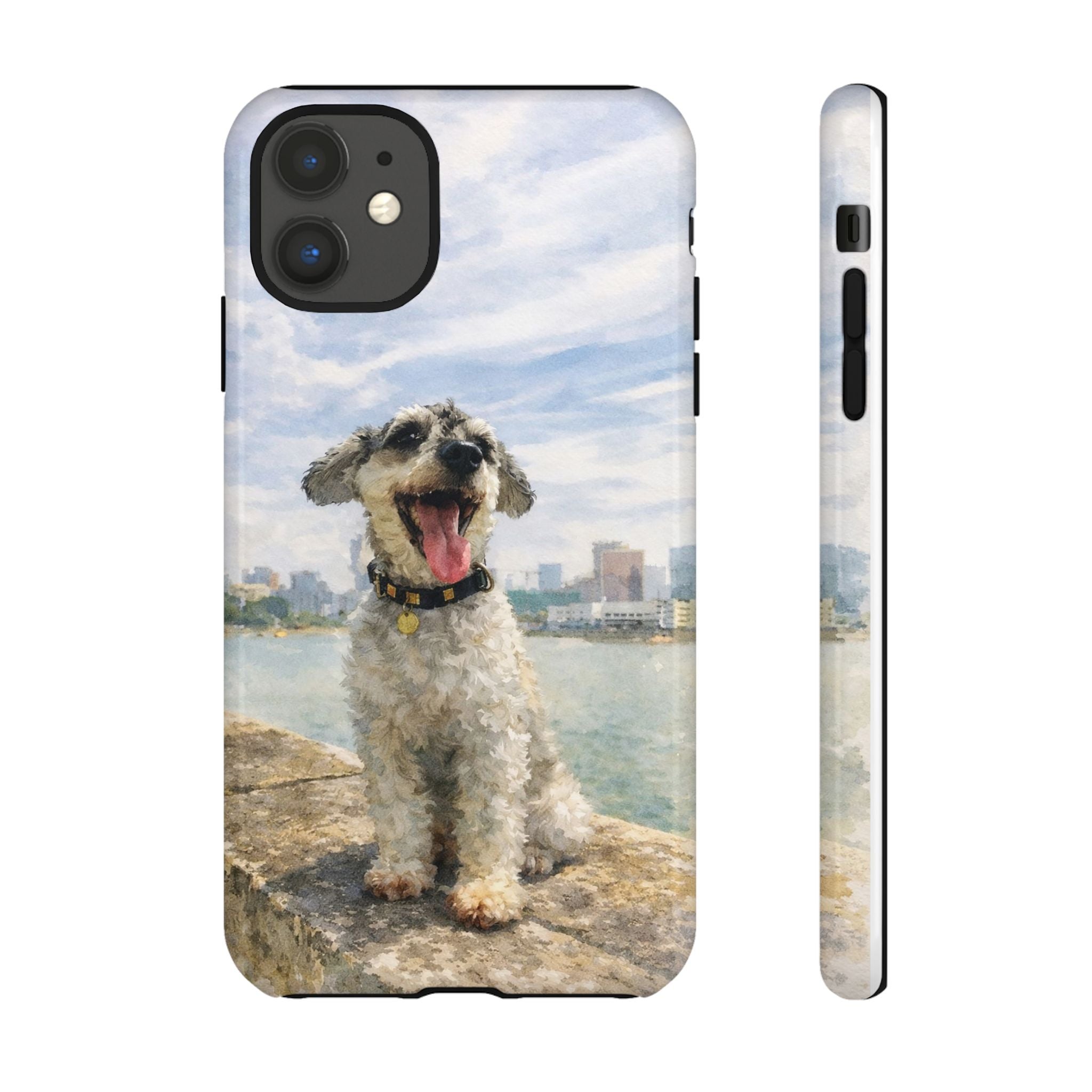Personalised Artified Dog iPhone Case – Custom full body Dog Portrait (iPhone 8–13)