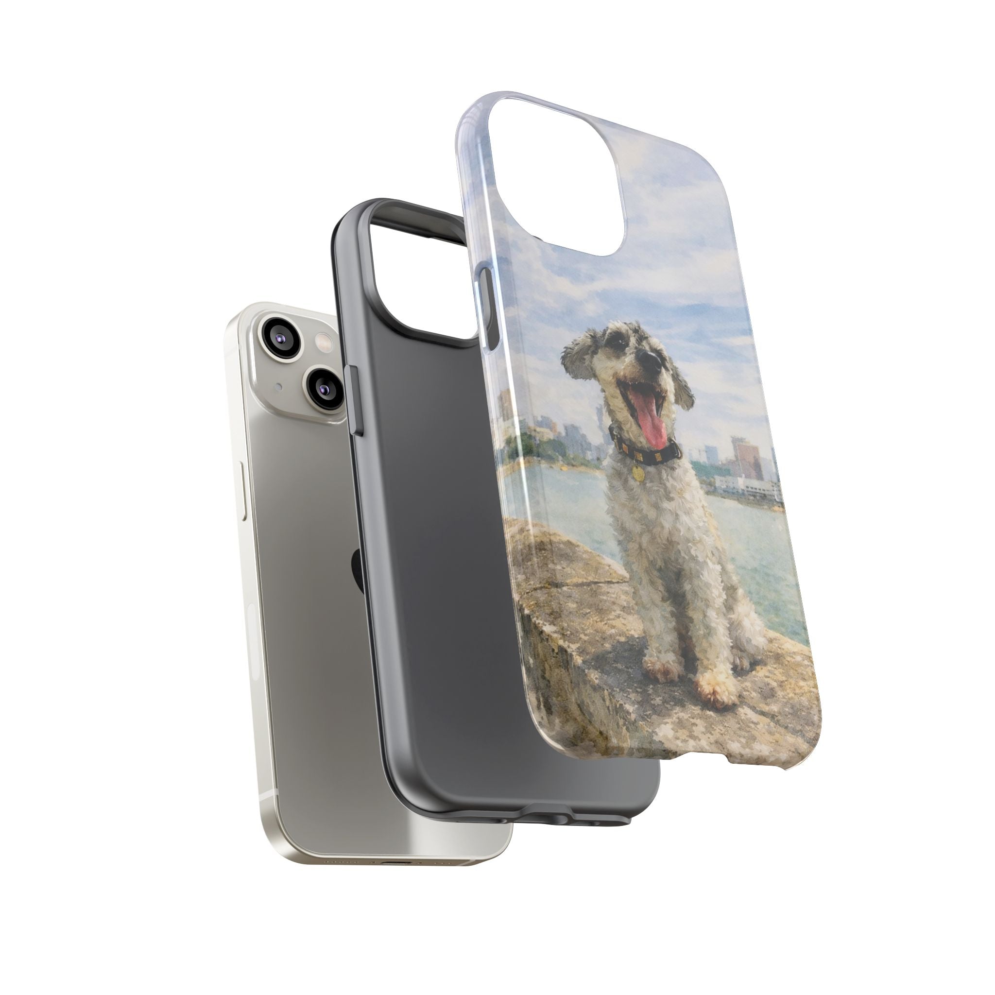 Personalised Artified Dog iPhone Case – Custom full body Dog Portrait (iPhone 8–13)