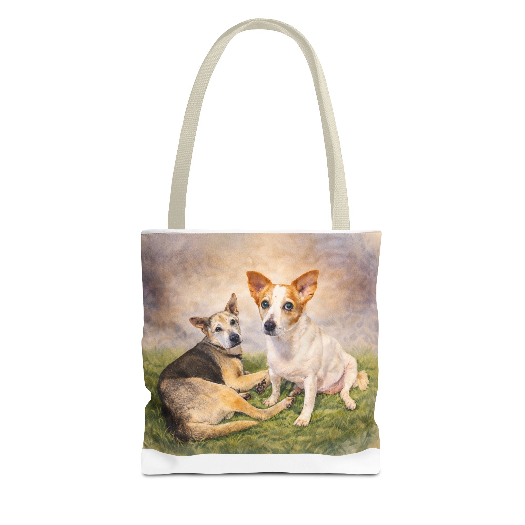 Personalized Two Dog Tote Bag – Custom Watercolor Style Portrait from your Photo, Dog Lover Gift, Memorial Keepsake Bag
