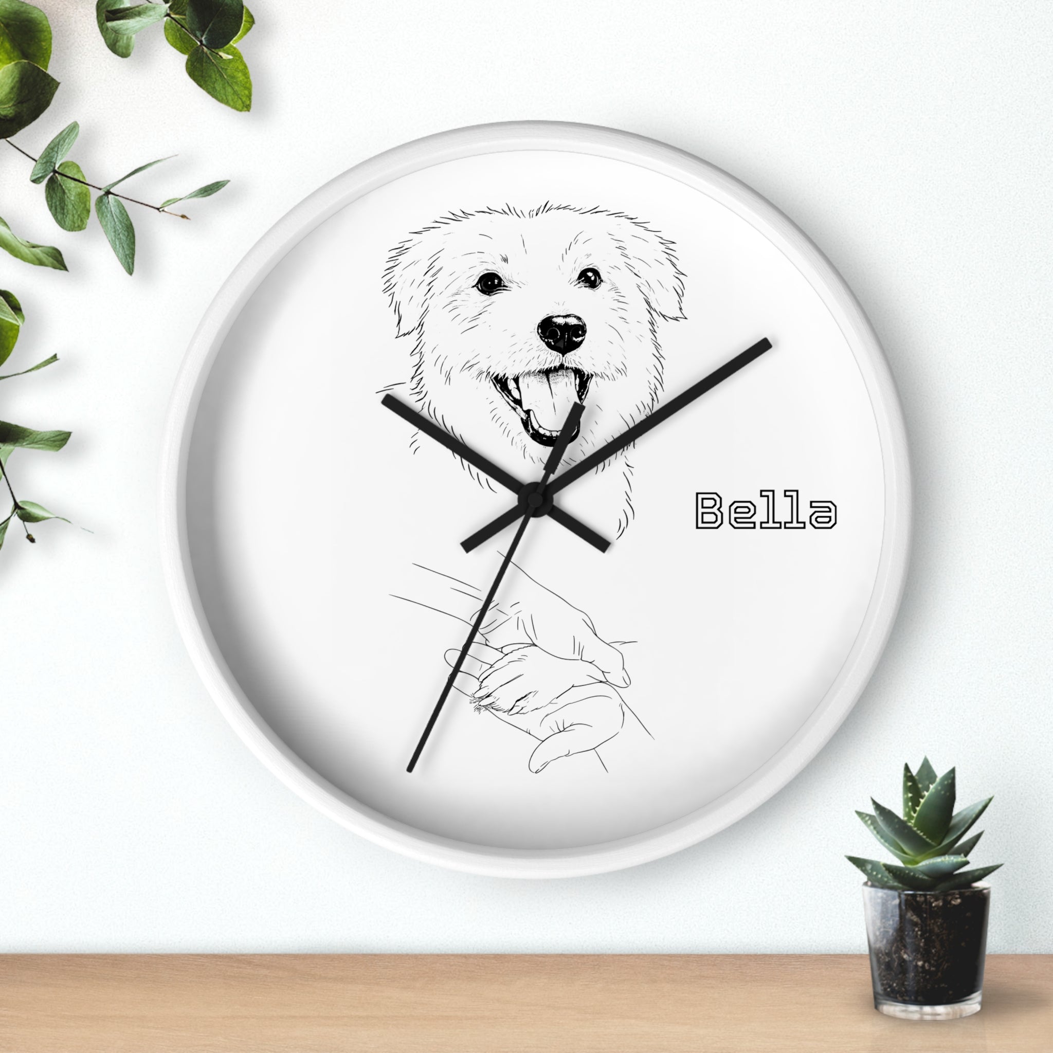 Custom Dog Photo Clock | Personalized Minimalist Line-Art Dog Wall Clock