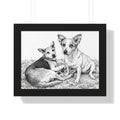 Personalized Framed line art of both your dogs