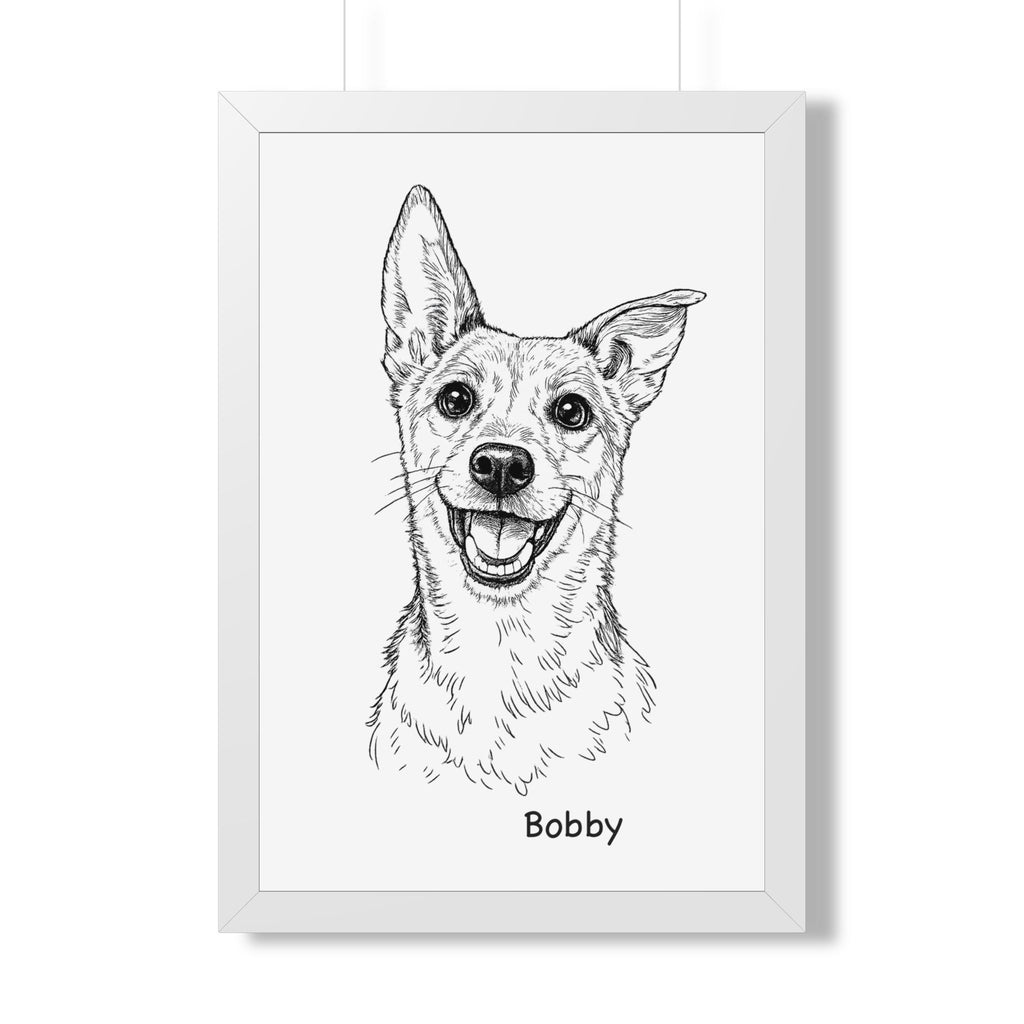 Bespoke Dog Portrait from Photo – Minimalist Line Art, Professionally Framed and delivered to your doorstep