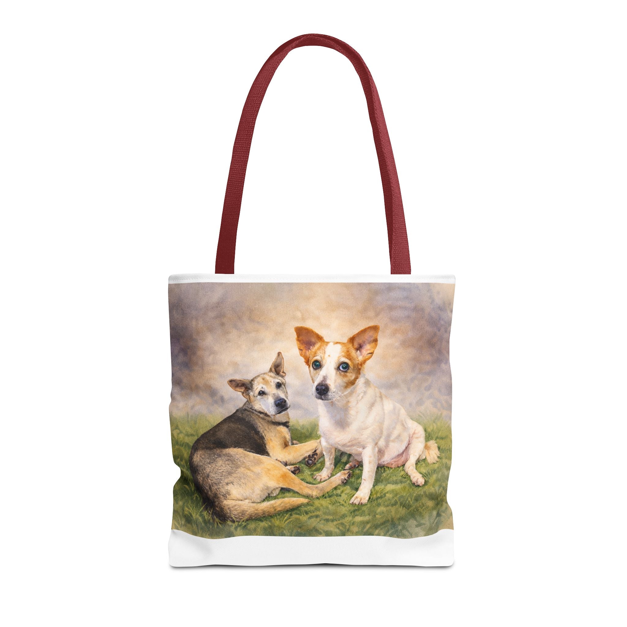 Personalized Two Dog Tote Bag – Custom Watercolor Style Portrait from your Photo, Dog Lover Gift, Memorial Keepsake Bag