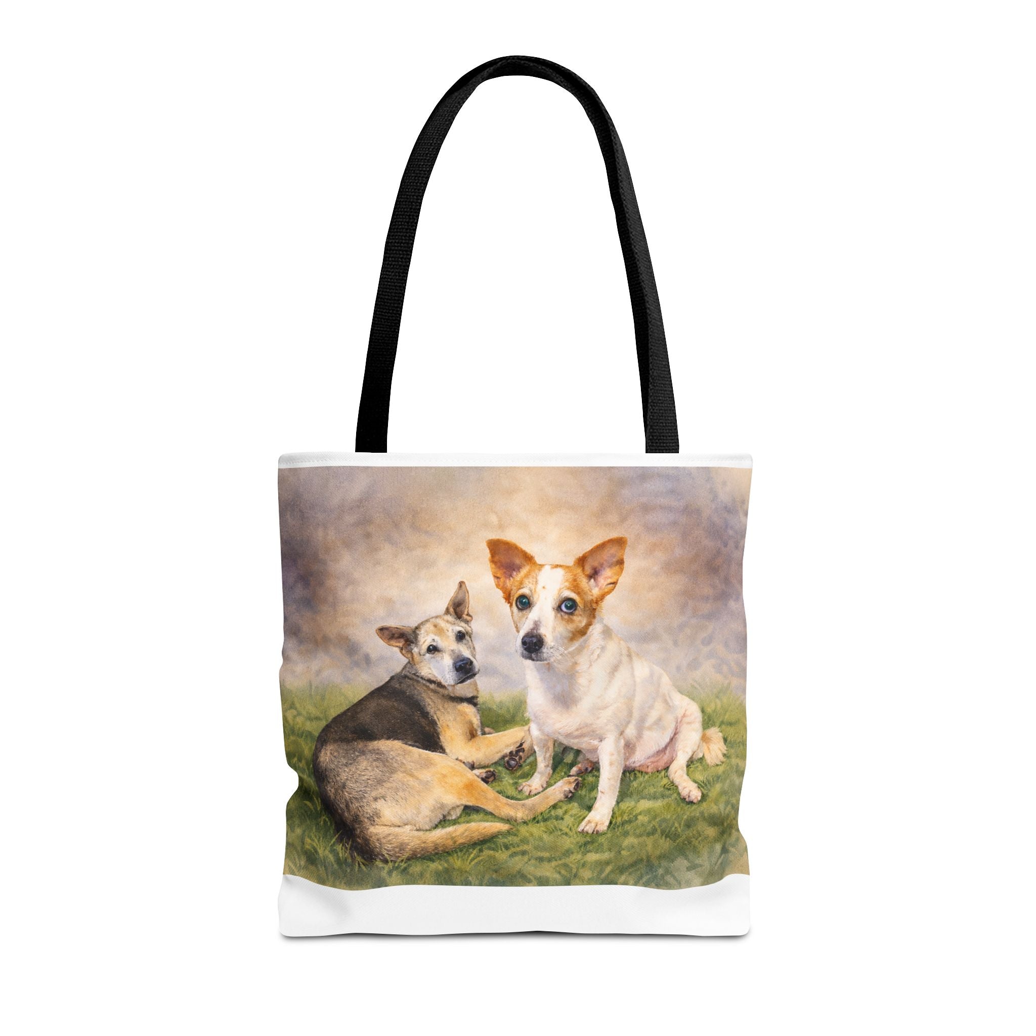 Personalized Two Dog Tote Bag – Custom Watercolor Style Portrait from your Photo, Dog Lover Gift, Memorial Keepsake Bag