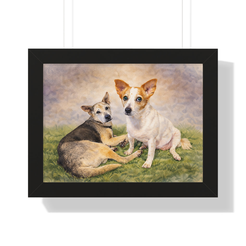 Turn Your Two Dogs Into a Stunning Framed Watercolour Portrait 🐾🐾 | Custom Pet Art from Your Photo