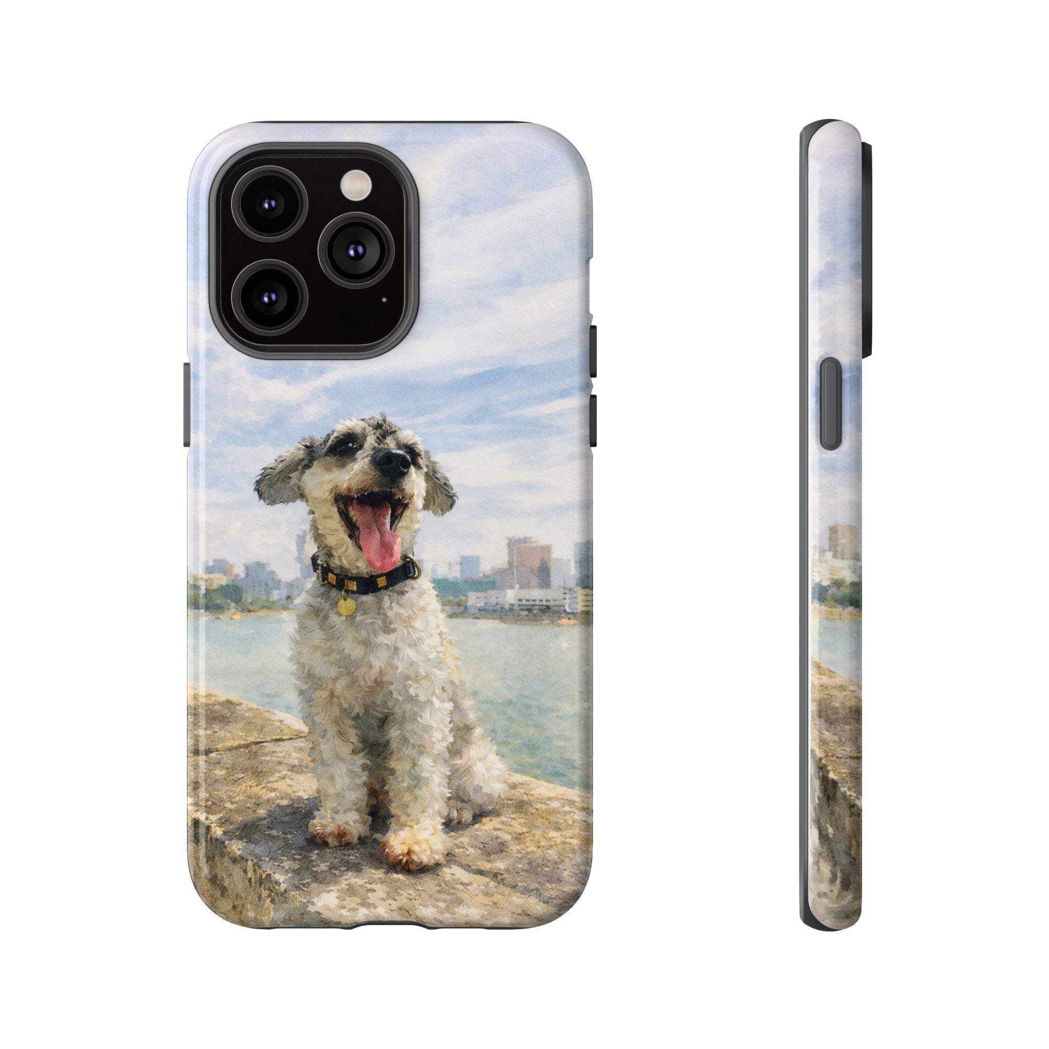 Personalised Artified Dog iPhone Case – Custom full body Dog Portrait (iPhone 8–13)