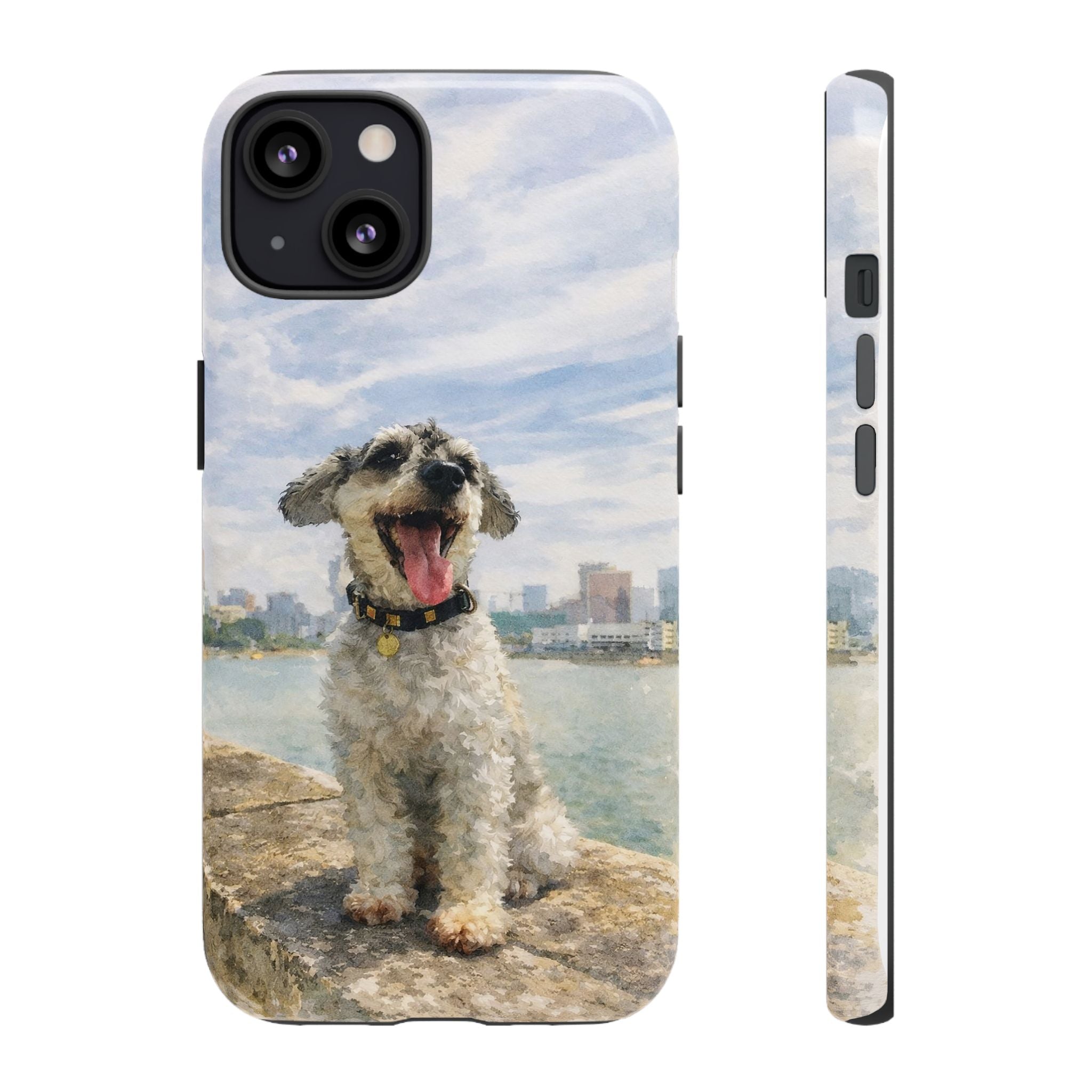 Personalised Artified Dog iPhone Case – Custom full body Dog Portrait (iPhone 8–13)