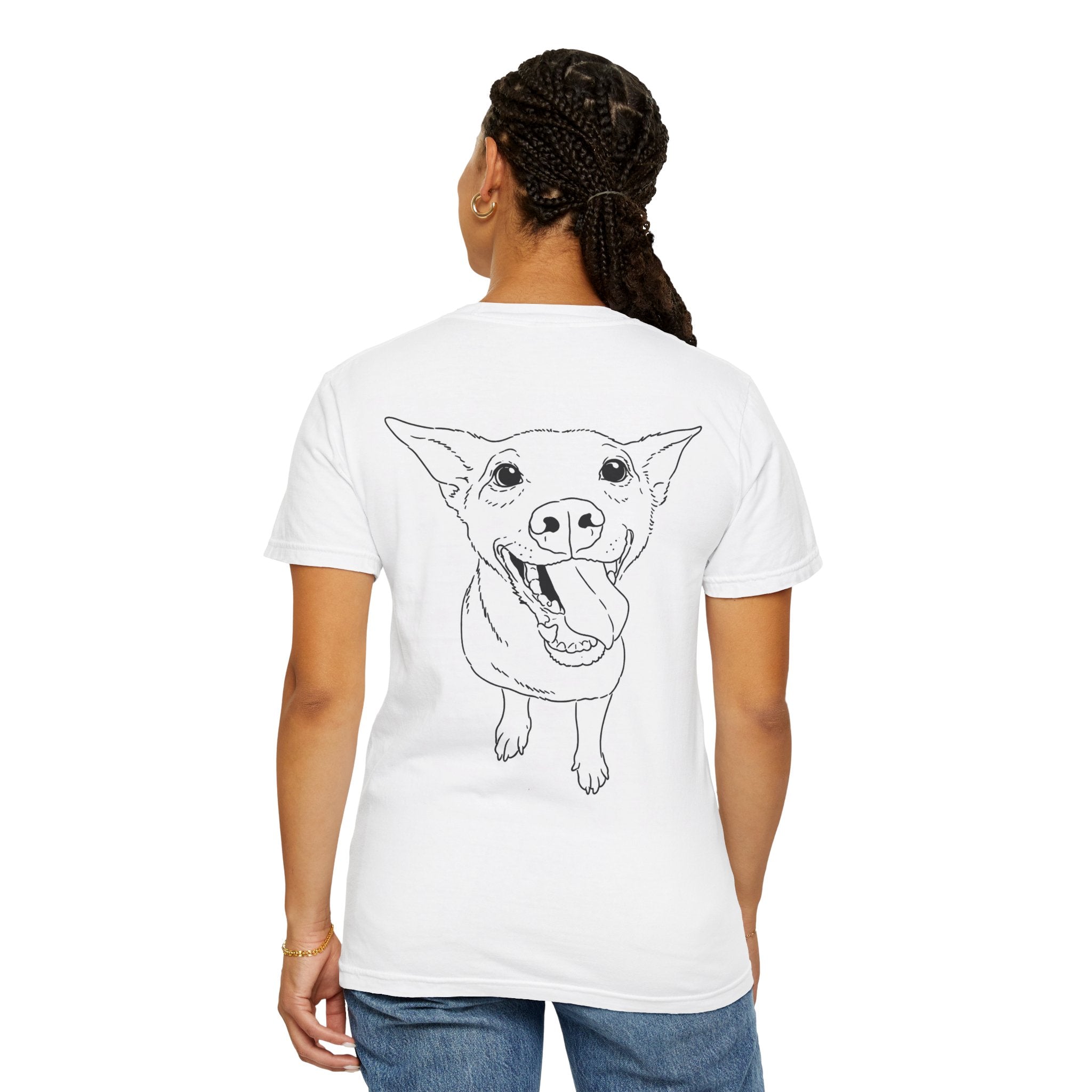 Custom Dog Portrait T-Shirt – Upload Your Pet’s Photo & We Turn It Into Minimal Line Art (Front & Back Print)