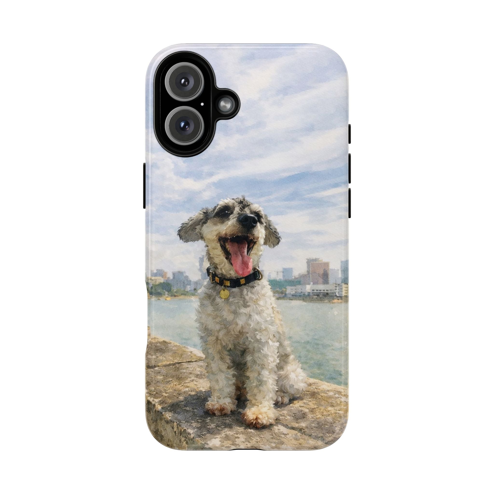Personalised Artified Dog iPhone Case – Custom full body Dog Portrait (iPhone 8–13)