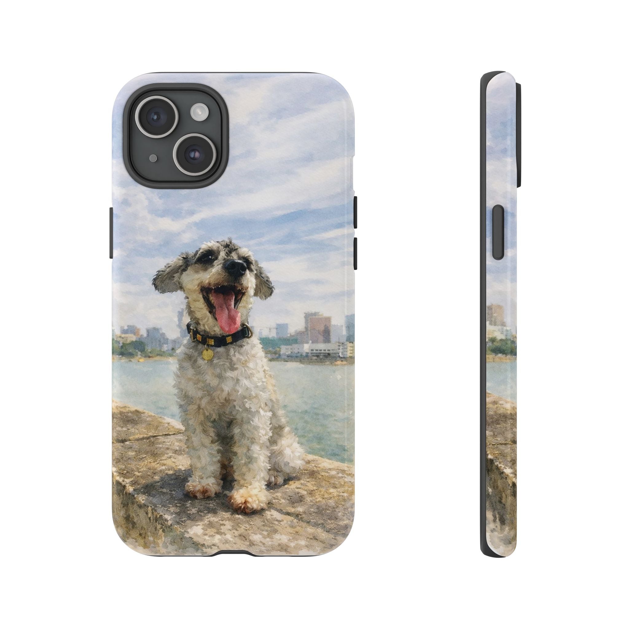 Personalised Artified Dog iPhone Case – Custom full body Dog Portrait (iPhone 8–13)