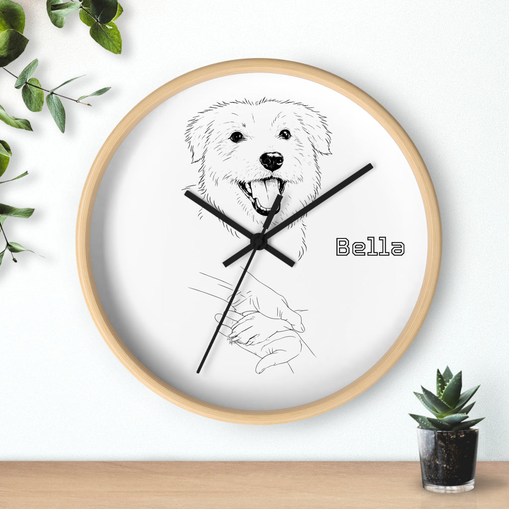 Personalized Minimalist Line-Art Wall Clock from your Dog's photo