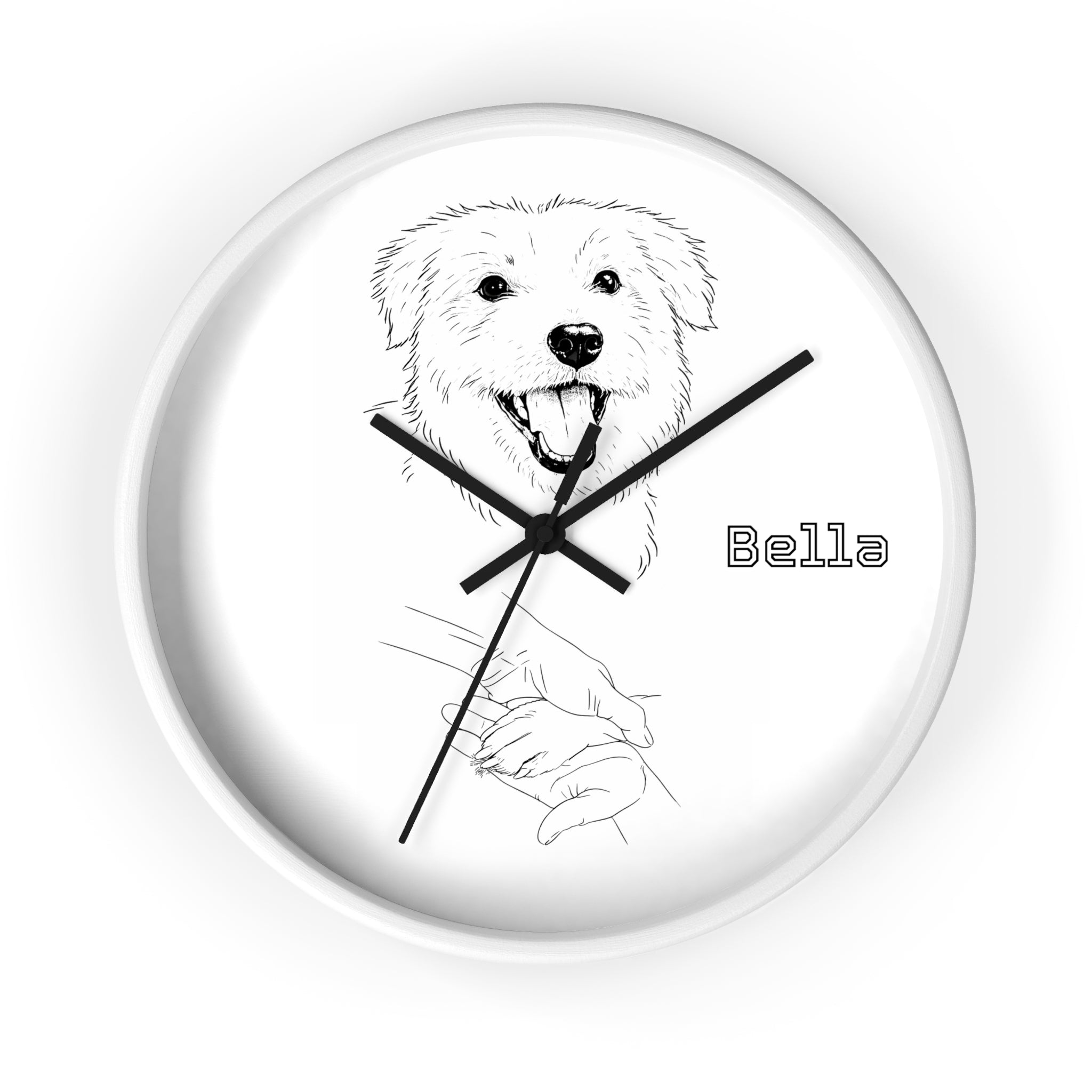 Custom Dog Photo Clock | Personalized Minimalist Line-Art Dog Wall Clock