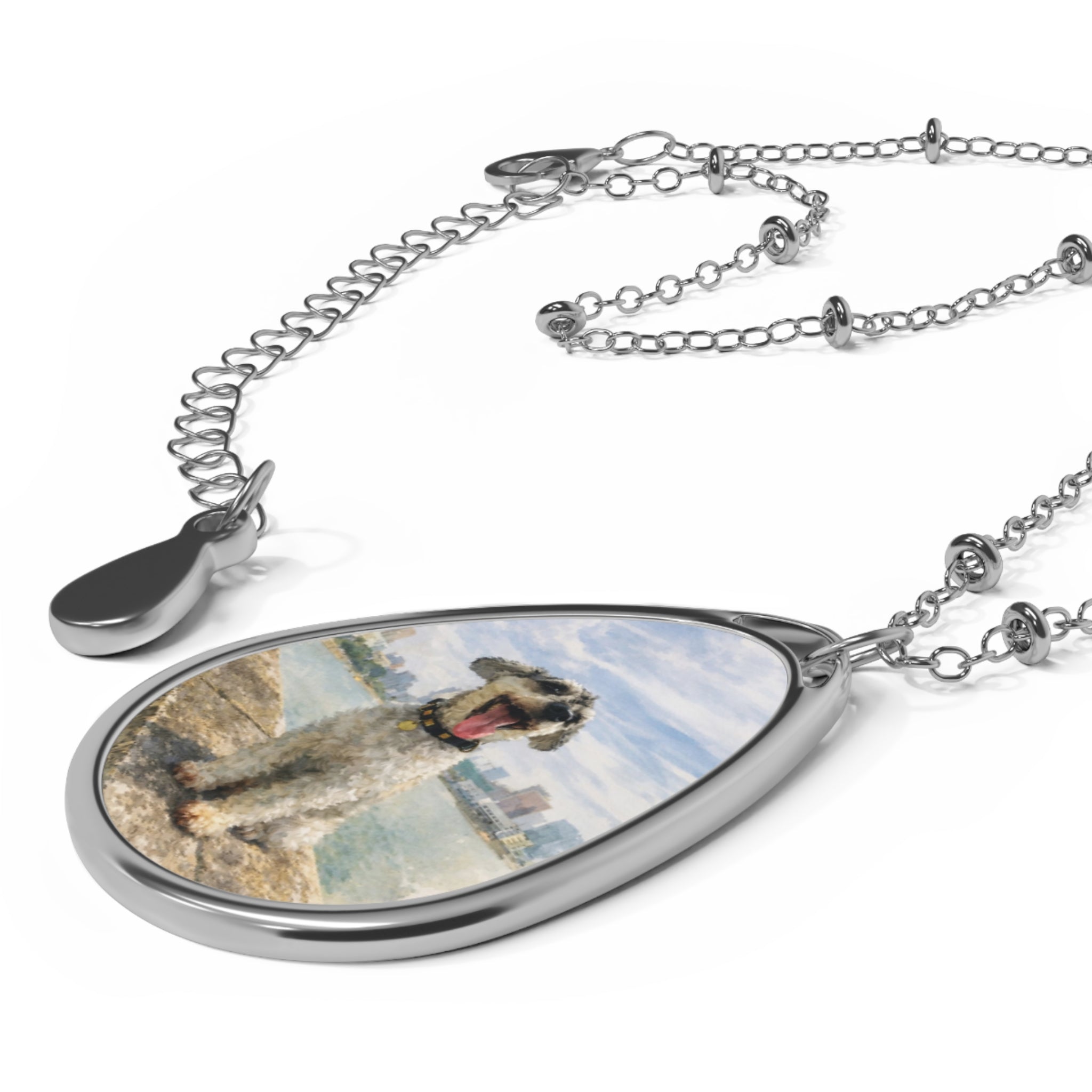 Custom Dog Photo Necklace – Watercolor Pet Pendant, Personalized Gift for Dog Lovers
