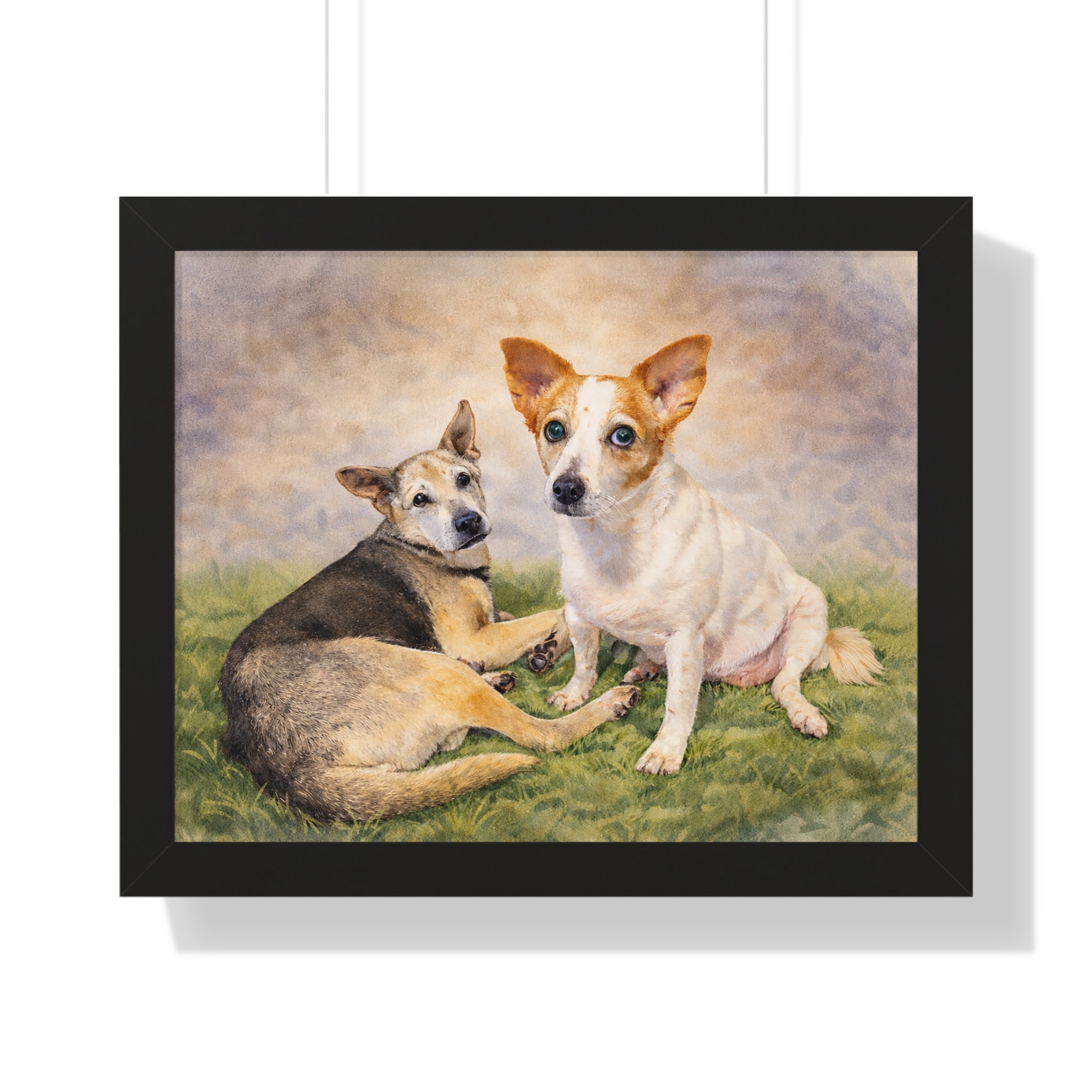 Turn Your Two Dogs Into a Stunning Framed Watercolour Portrait 🐾🐾 | Custom Pet Art from Your Photo
