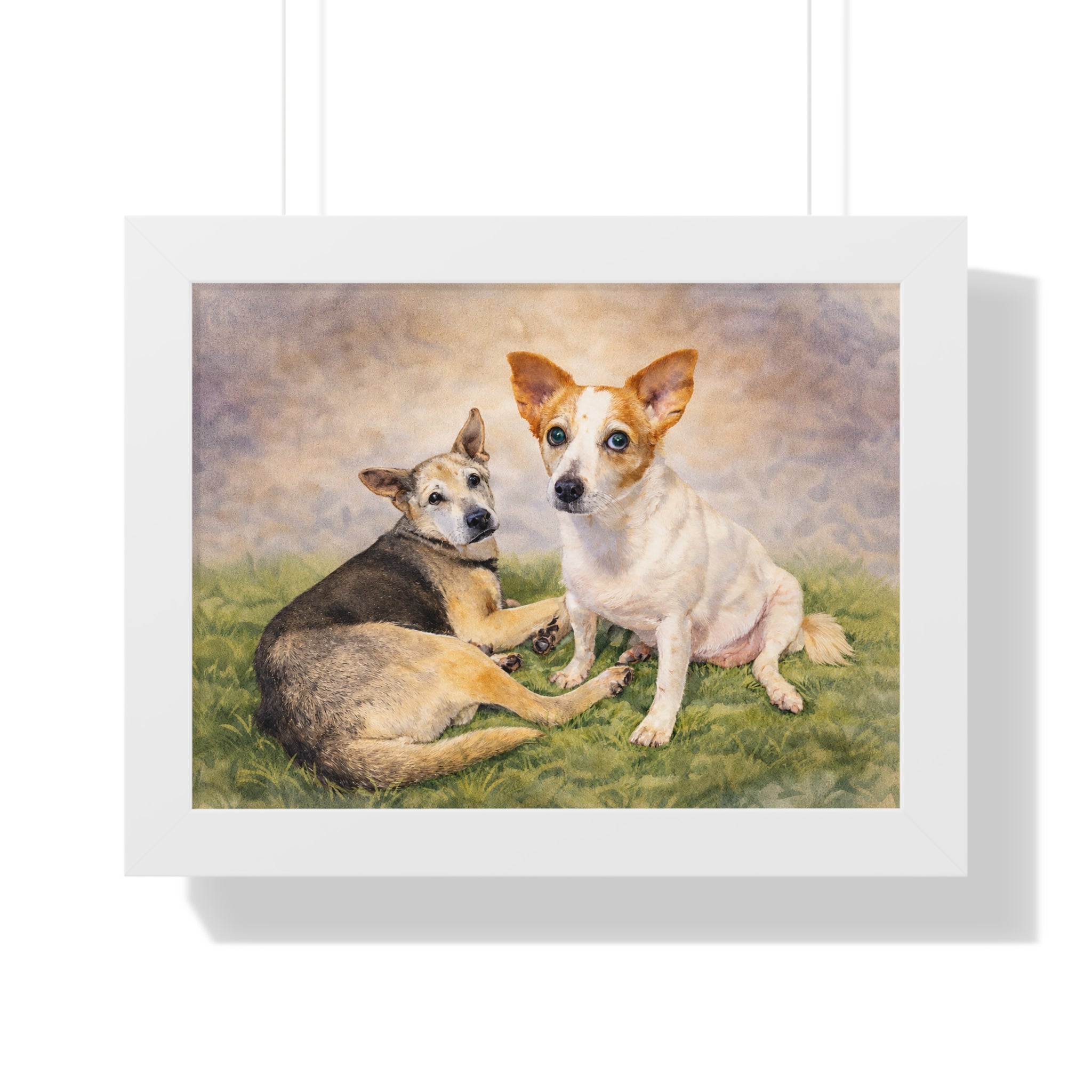 Turn Your Two Dogs Into a Stunning Framed Watercolour Portrait 🐾🐾 | Custom Pet Art from Your Photo