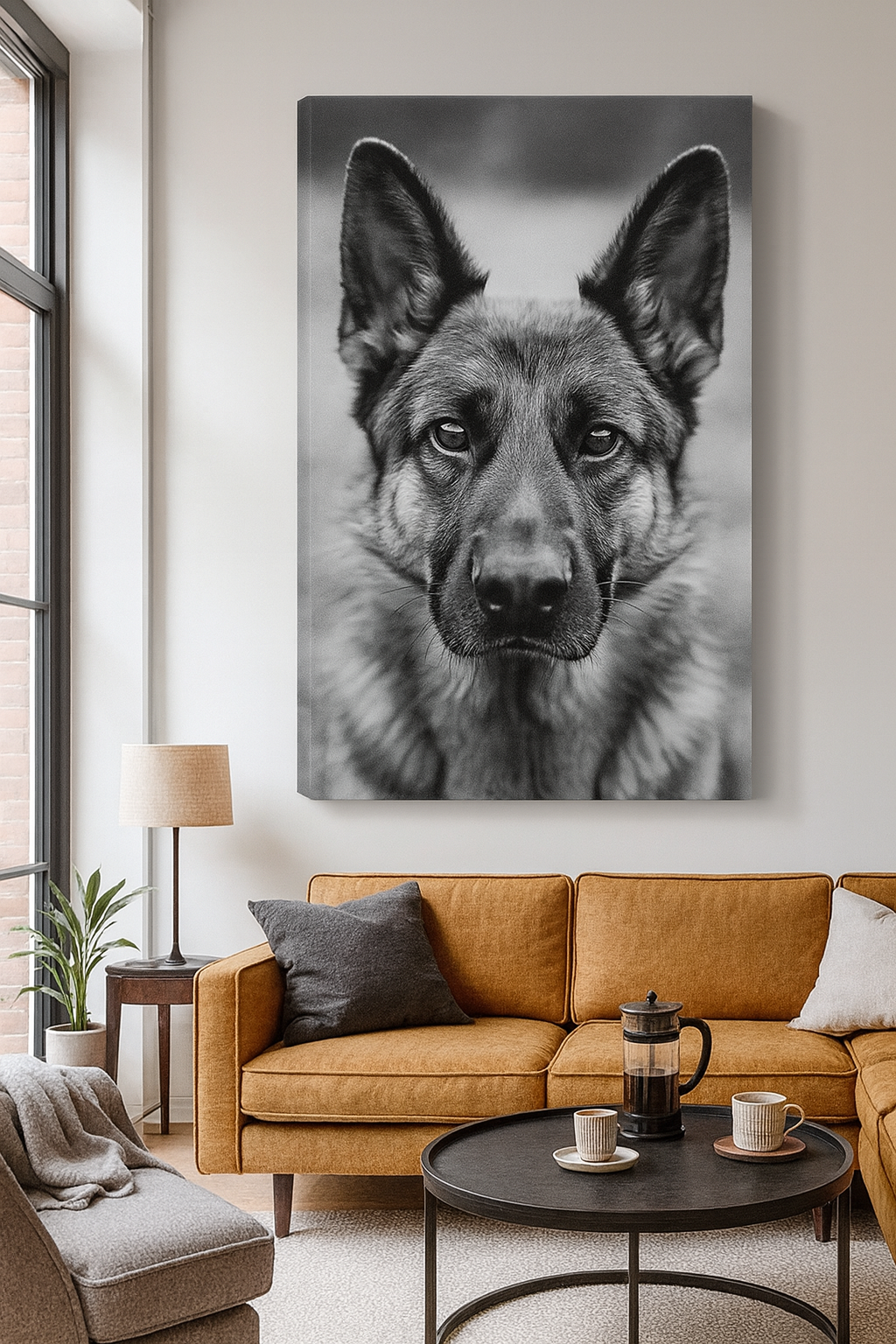 German Shepherd Matte Canvas for Home/Office wall art, Stretched, 1.25"