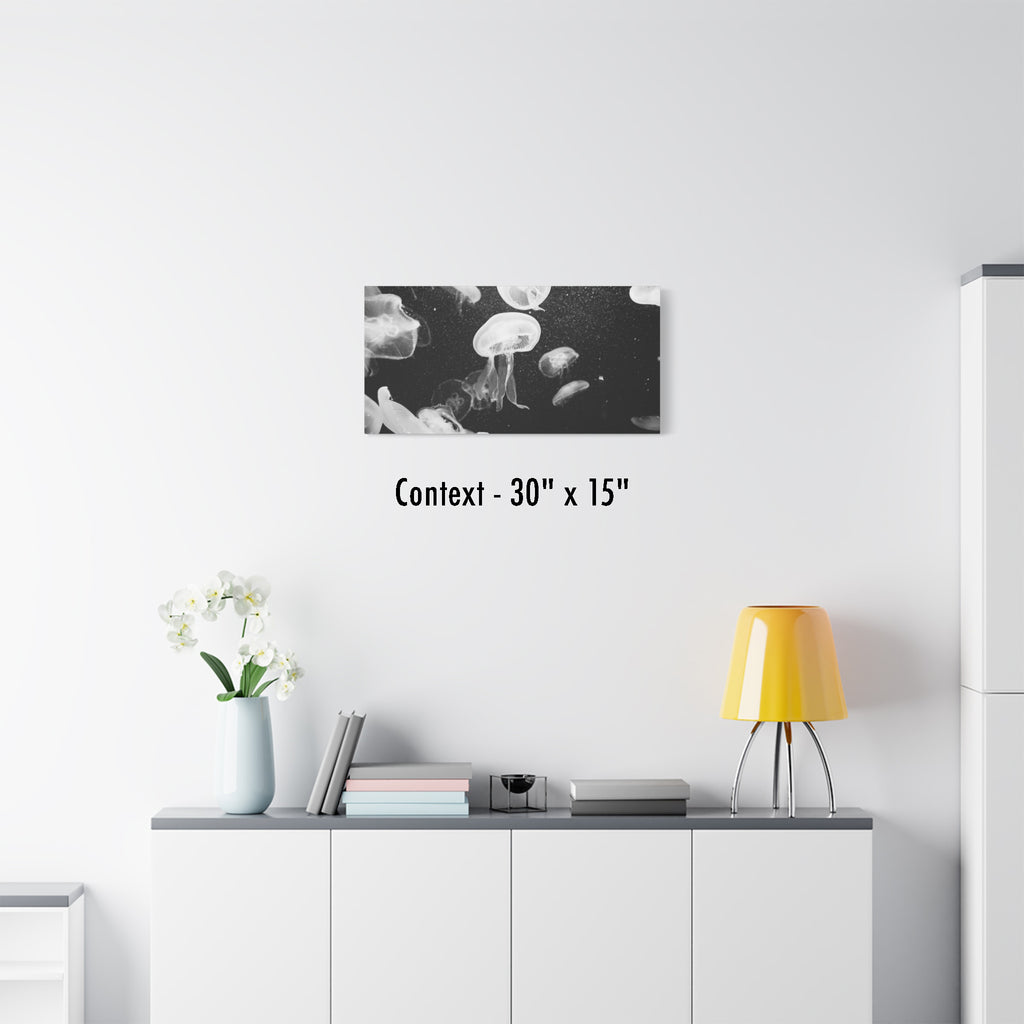 Jellyfish Canvas Print in Monochrome  — Black & White Ocean Wall Art