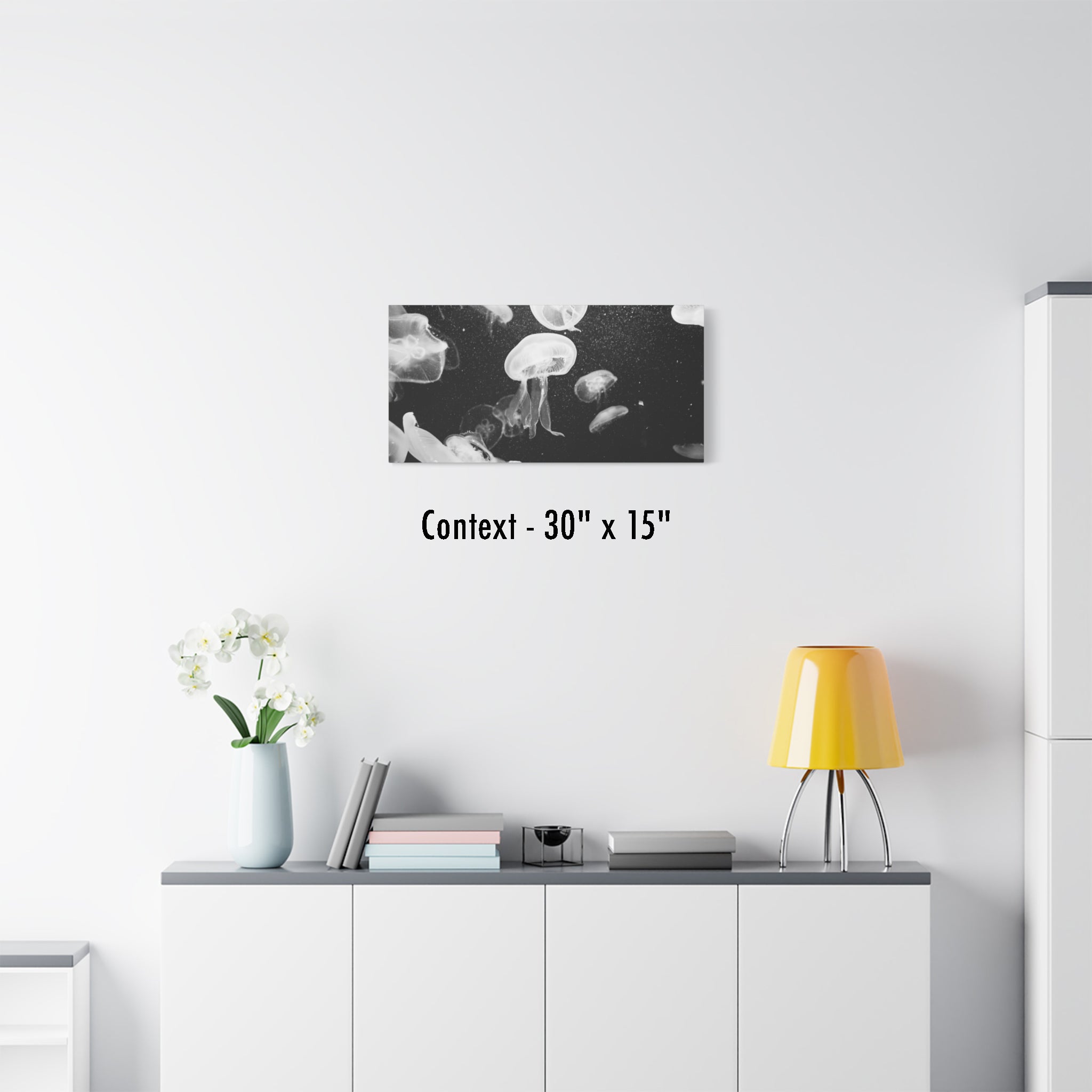 Jellyfish Canvas Print in Monochrome  — Black & White Ocean Wall Art