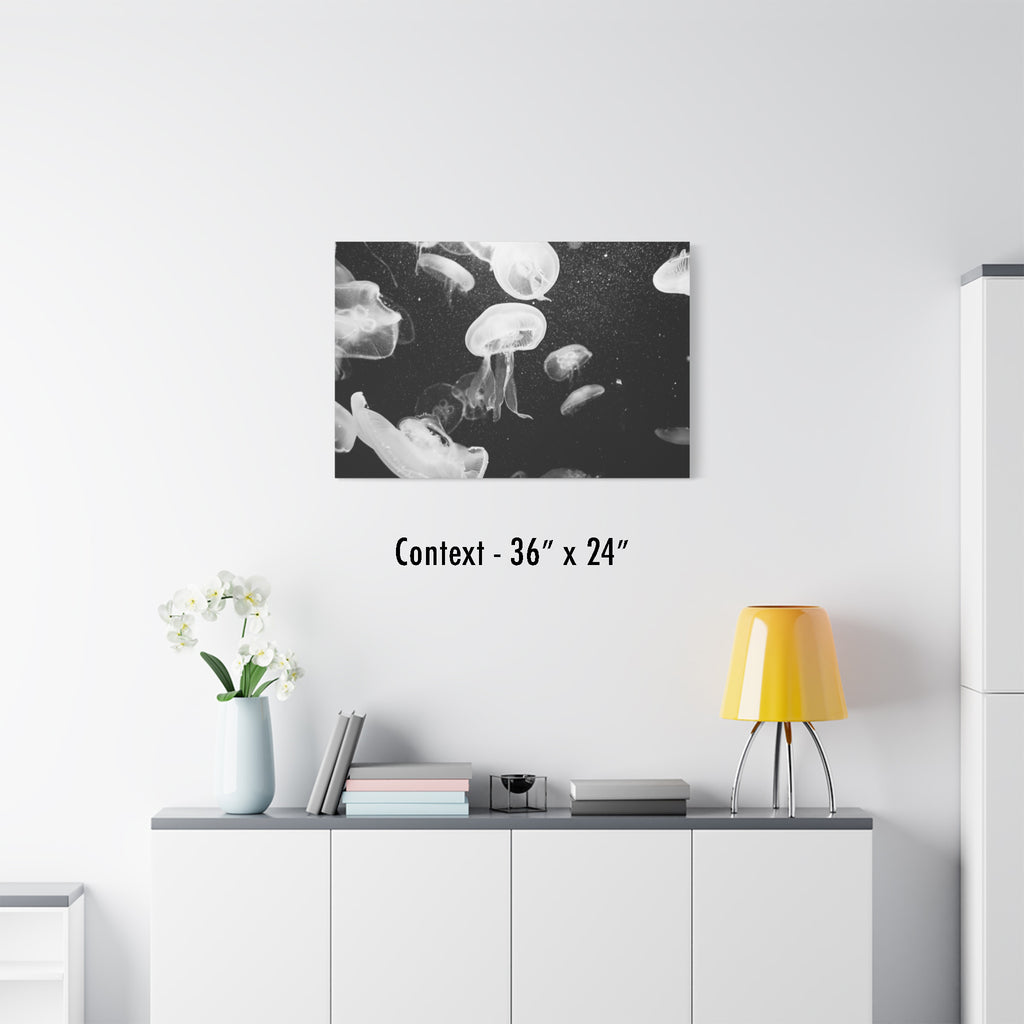 Jellyfish Canvas Print in Monochrome  — Black & White Ocean Wall Art