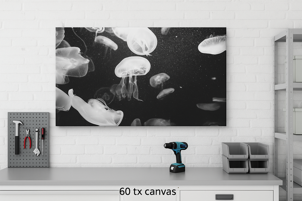 Jellyfish Canvas Print in Monochrome  — Black & White Ocean Wall Art