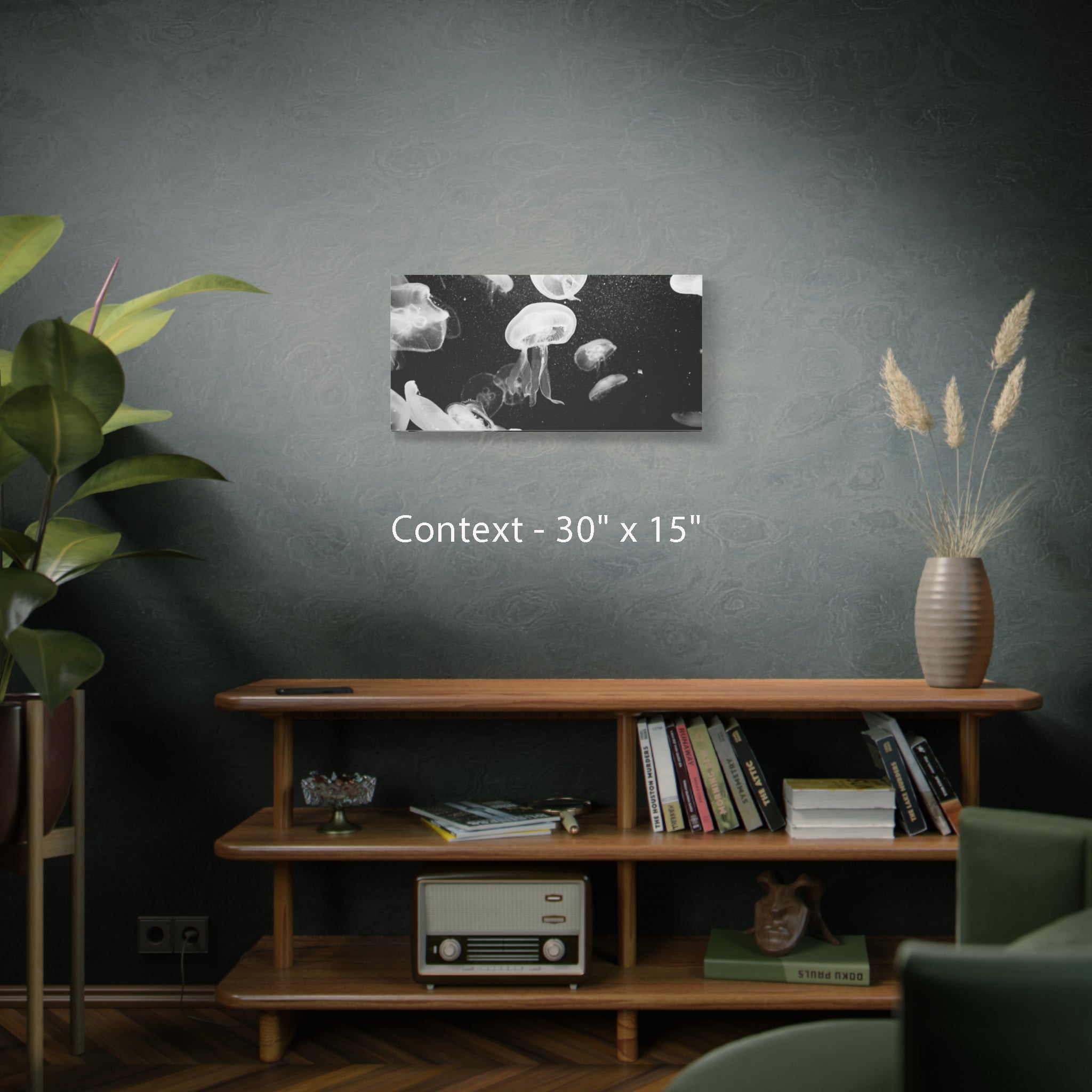 Jellyfish Canvas Print in Monochrome  — Black & White Ocean Wall Art