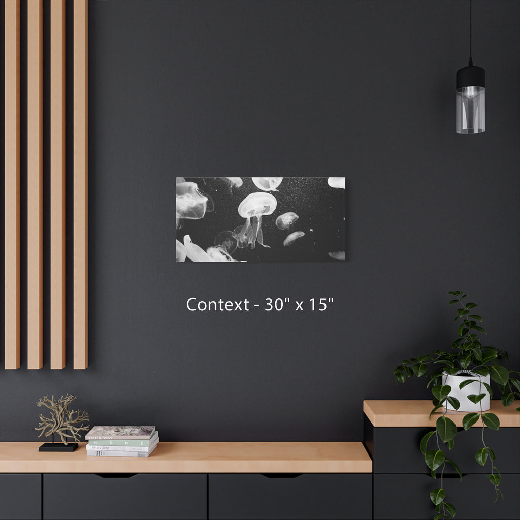 Jellyfish Canvas Print in Monochrome  — Black & White Ocean Wall Art
