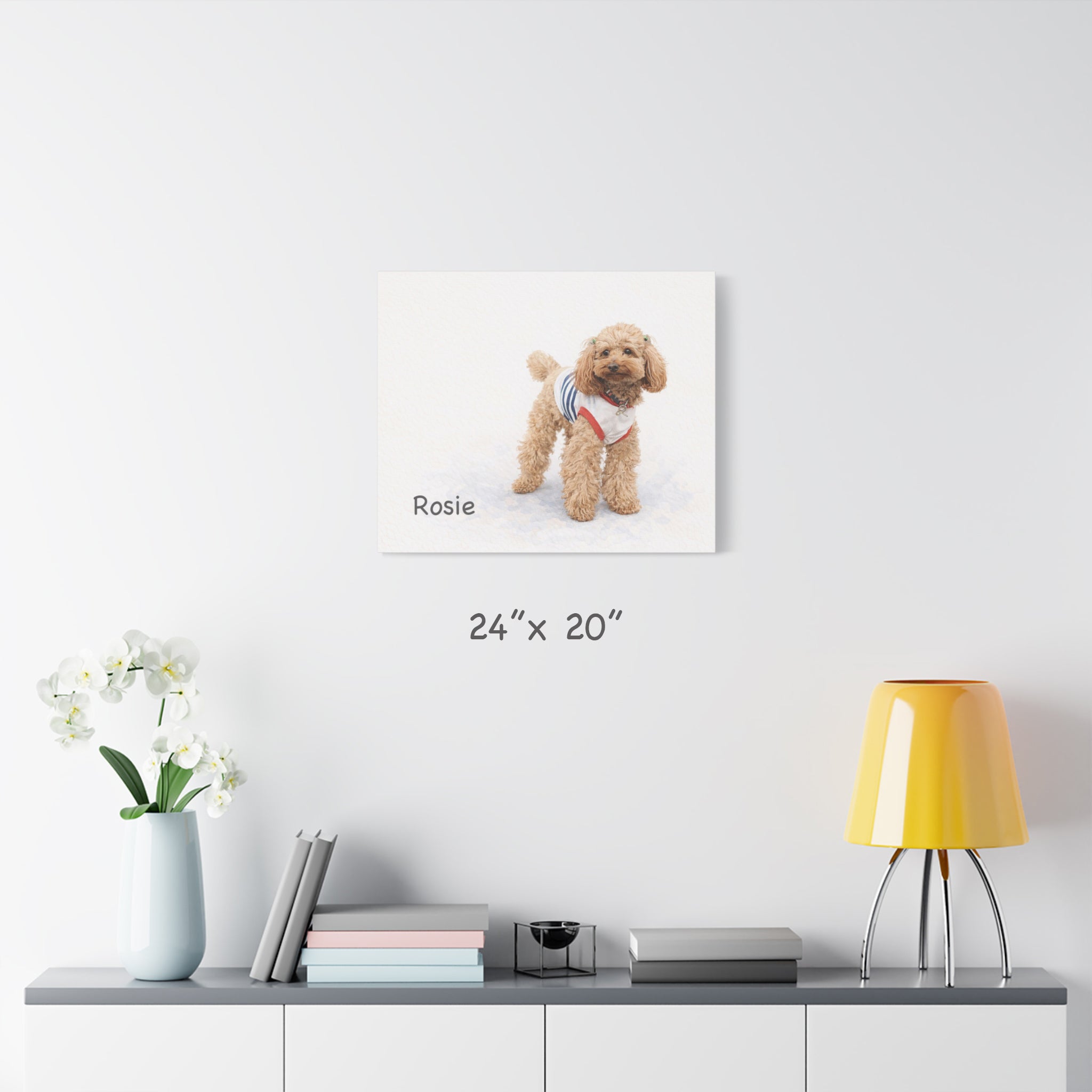 Custom Minimalist Dog Portrait Canvas From Your Photo (Standing portrait in Landscape orientation)