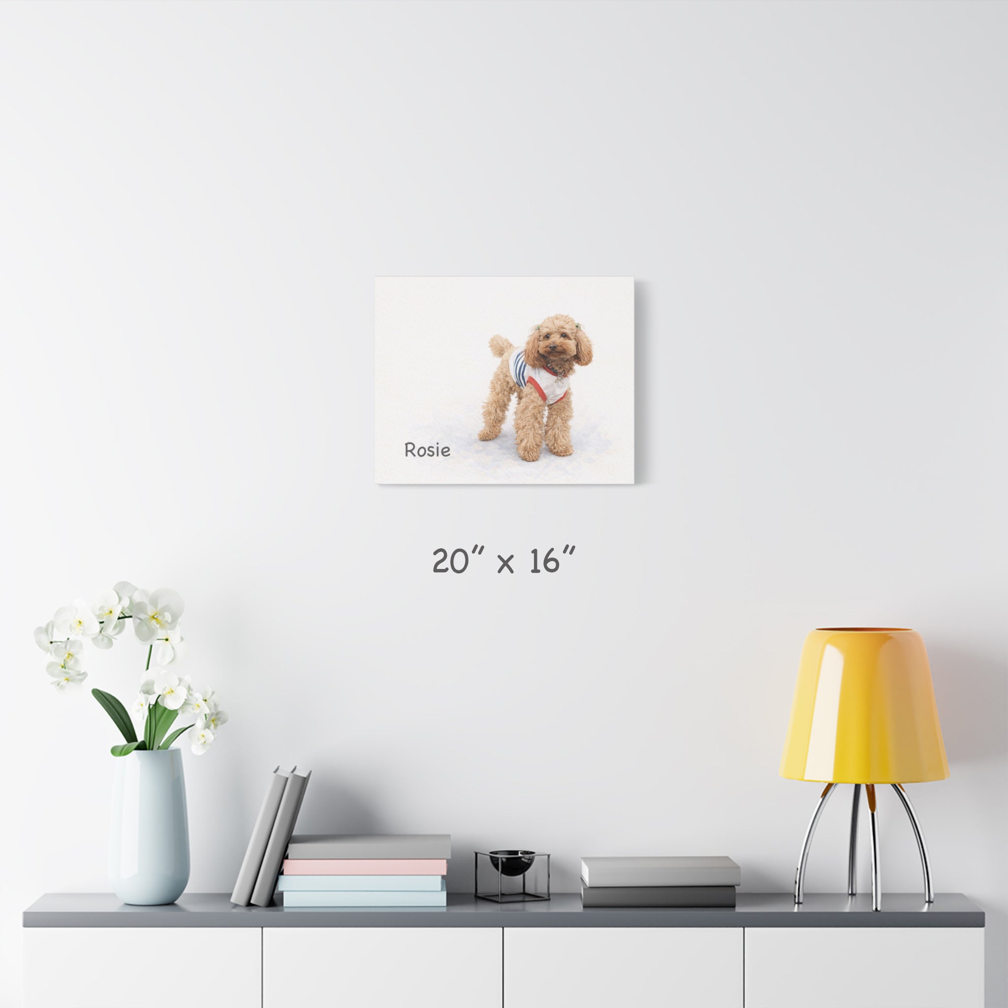Custom Minimalist Dog Portrait Canvas From Your Photo (Standing portrait in Landscape orientation)
