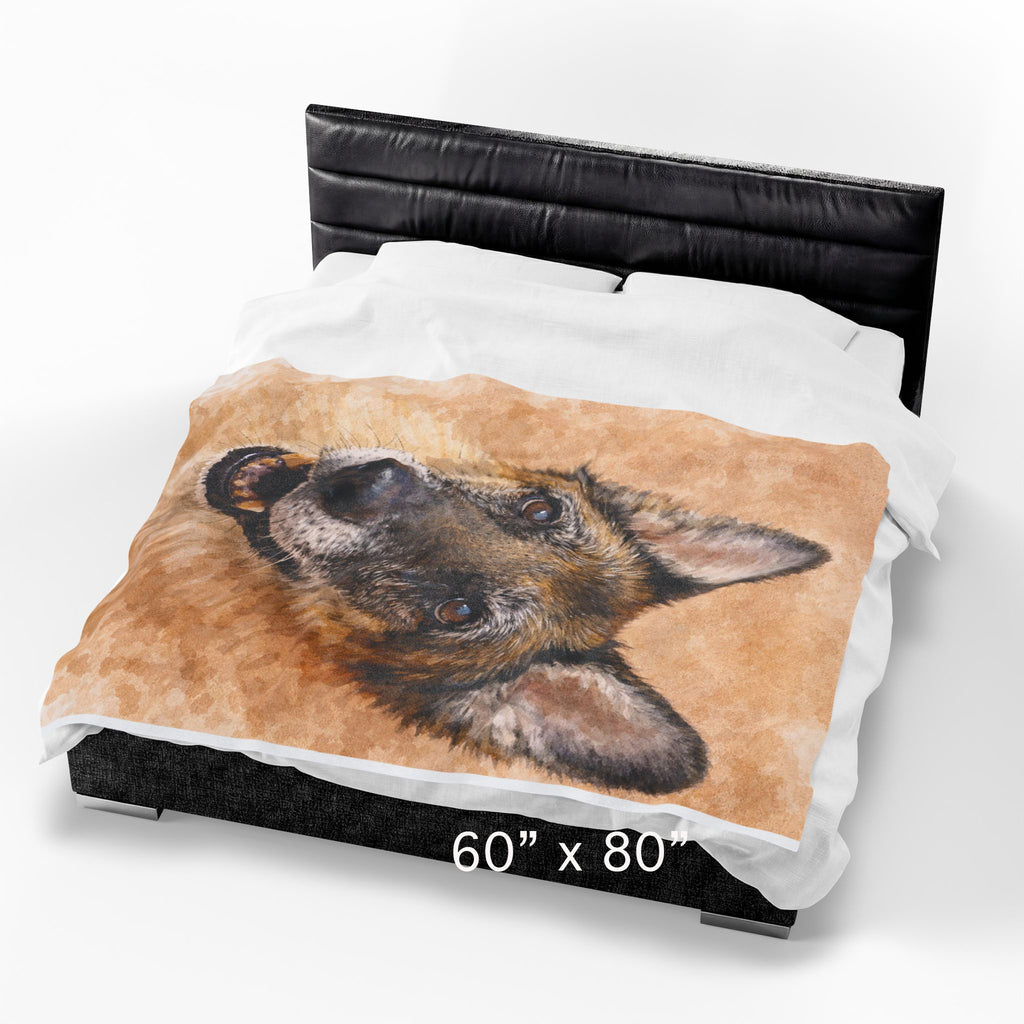 Let Us Turn Your Dog's Photo into Watercolor Art and place it on a Soft Cozy throw blanket | Velveteen Blanket with your Dog's Portrait