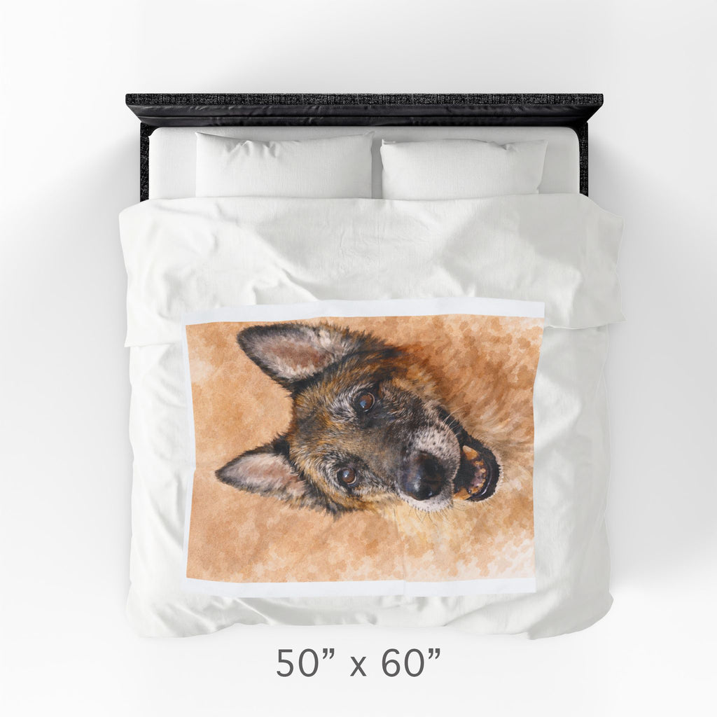 Let Us Turn Your Dog's Photo into Watercolor Art and place it on a Soft Cozy throw blanket | Velveteen Blanket with your Dog's Portrait