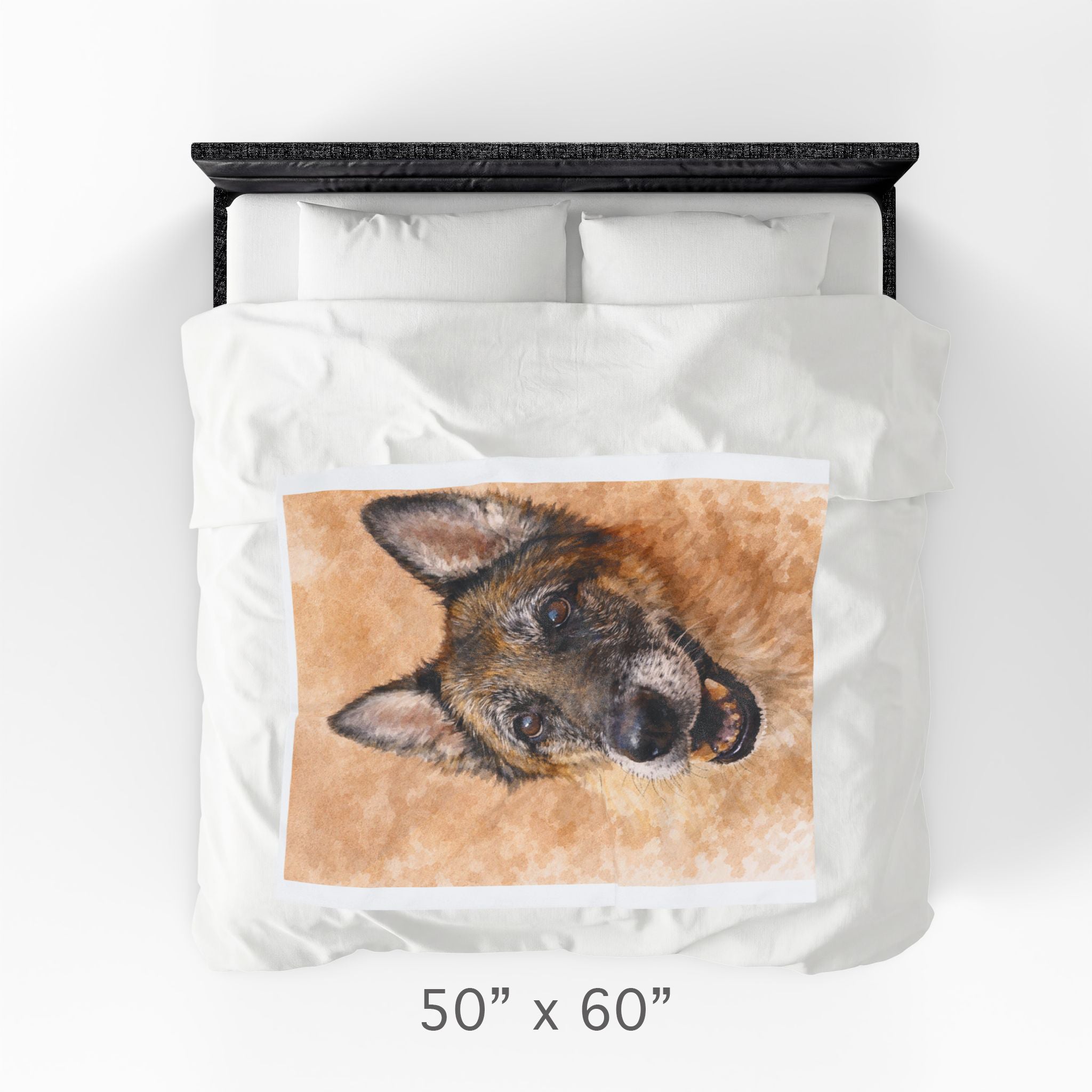 Let Us Turn Your Dog's Photo into Watercolor Art and place it on a Soft Cozy throw blanket | Velveteen Blanket with your Dog's Portrait