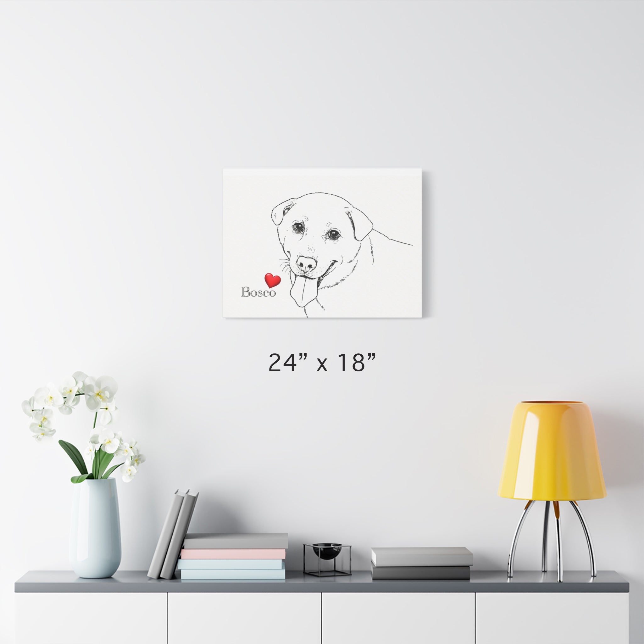 Custom Dog 'Facial Expression' Line Art Canvas Print | Matte Stretched Wall Art