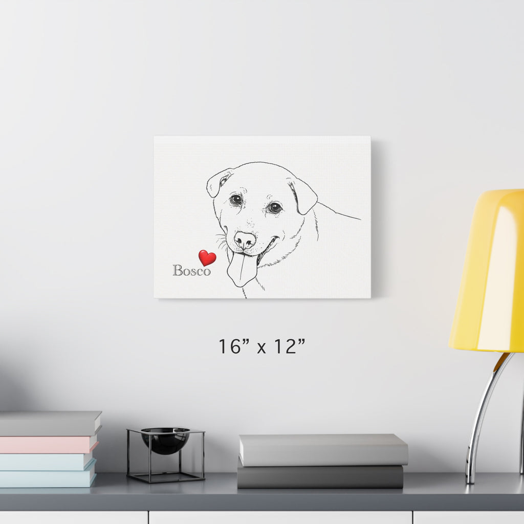 Custom Dog 'Facial Expression' Line Art Canvas Print | Matte Stretched Wall Art
